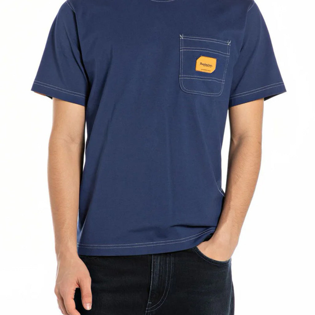 REPLAY CLASSIC POCKET T-SHIRT en color AZUL  (5)