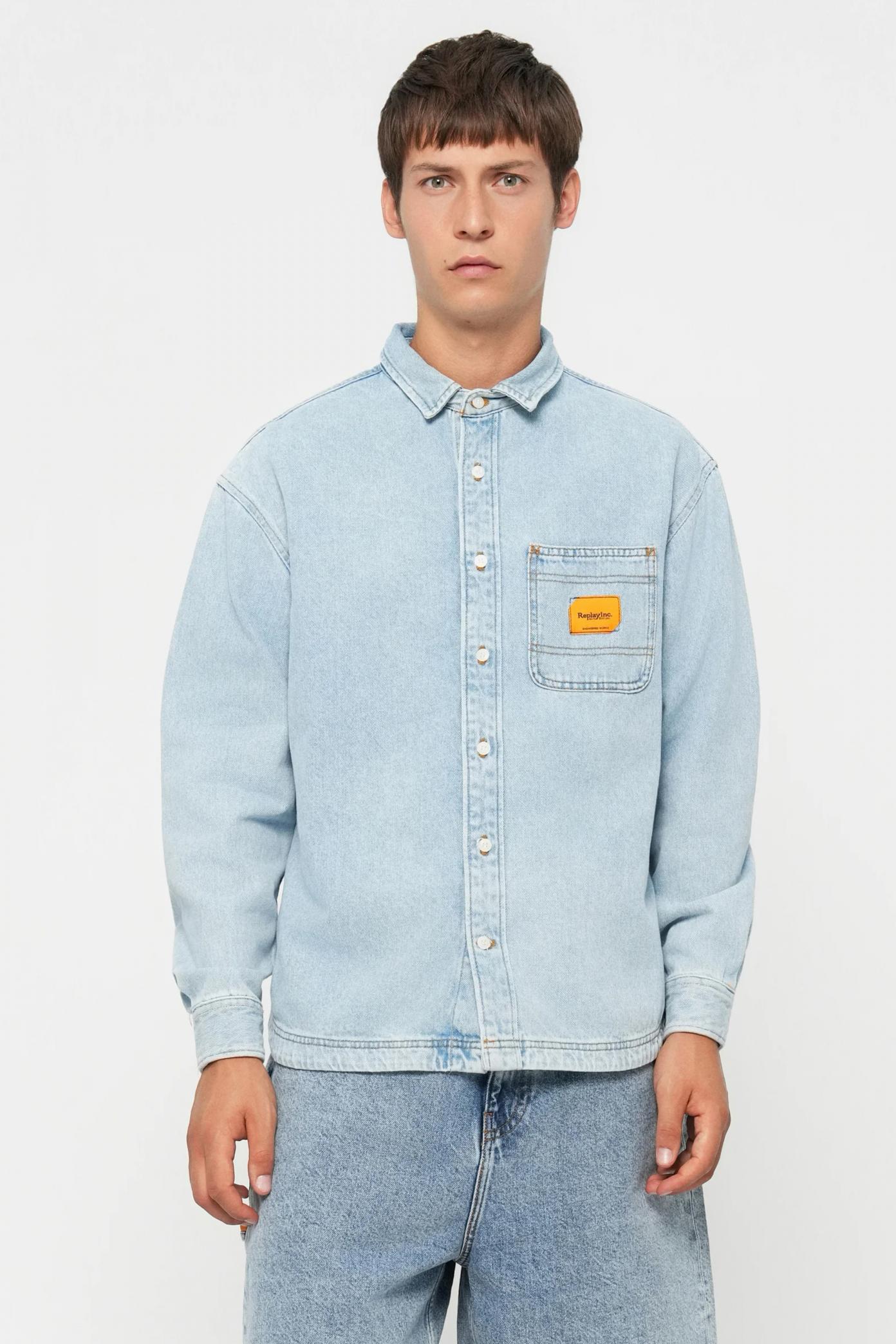 REPLAY DENIM SHIRT en color AZUL  (1)