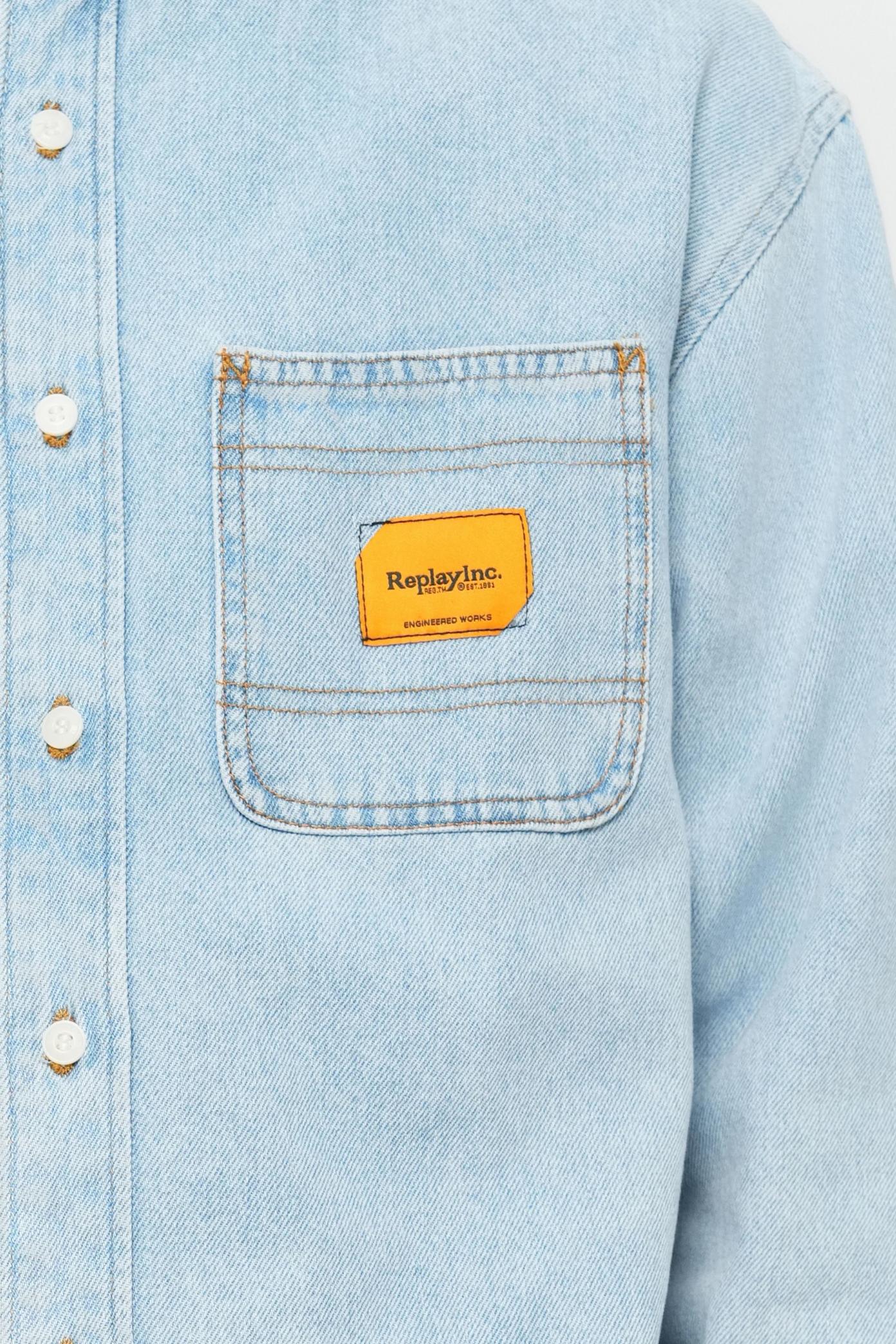 REPLAY DENIM SHIRT en color AZUL  (3)