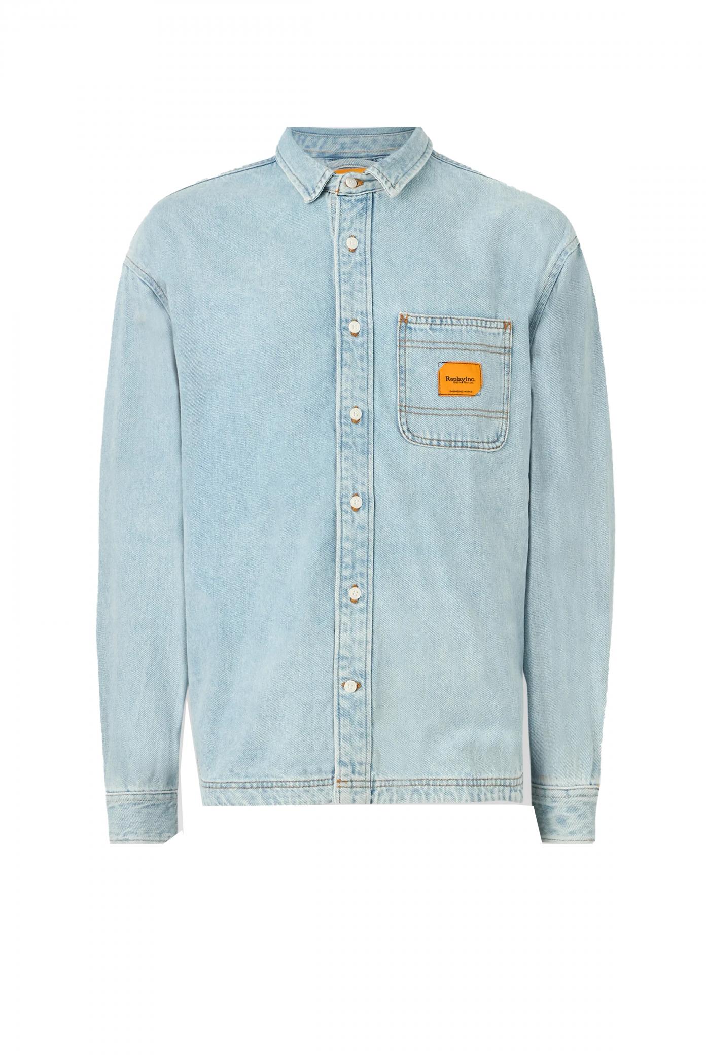 REPLAY DENIM SHIRT en color AZUL  (4)