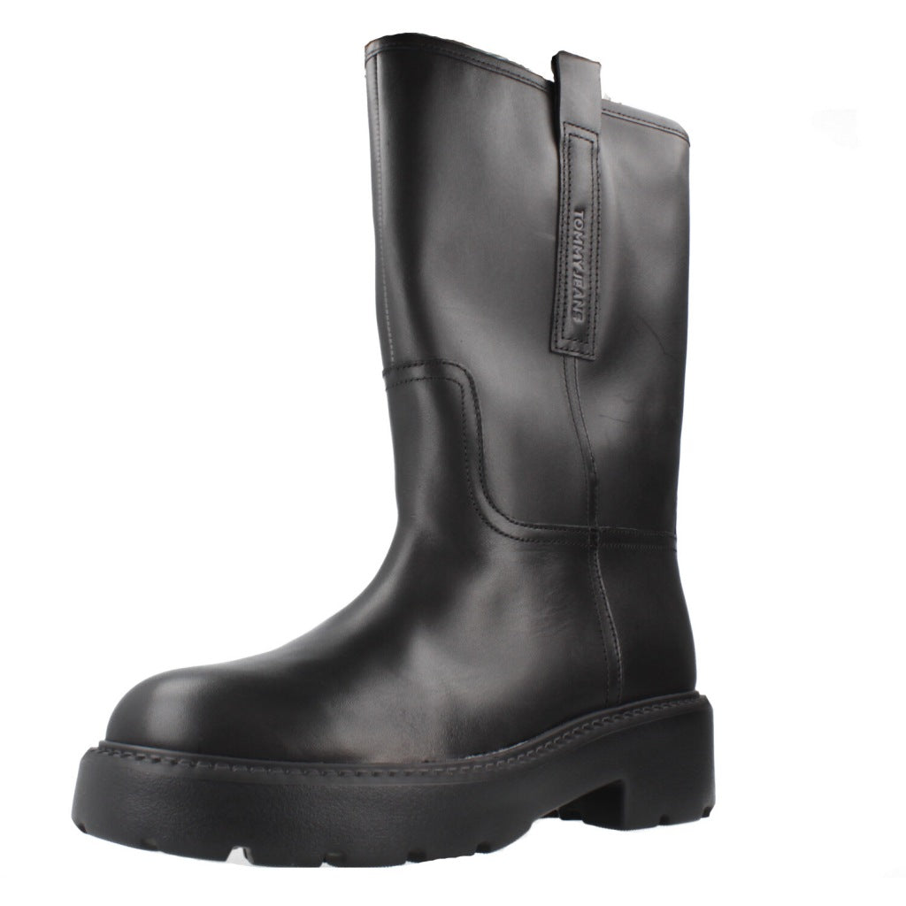 TOMMY JEANS TJW LEATHER MID TUBULAR en color NEGRO  (1)