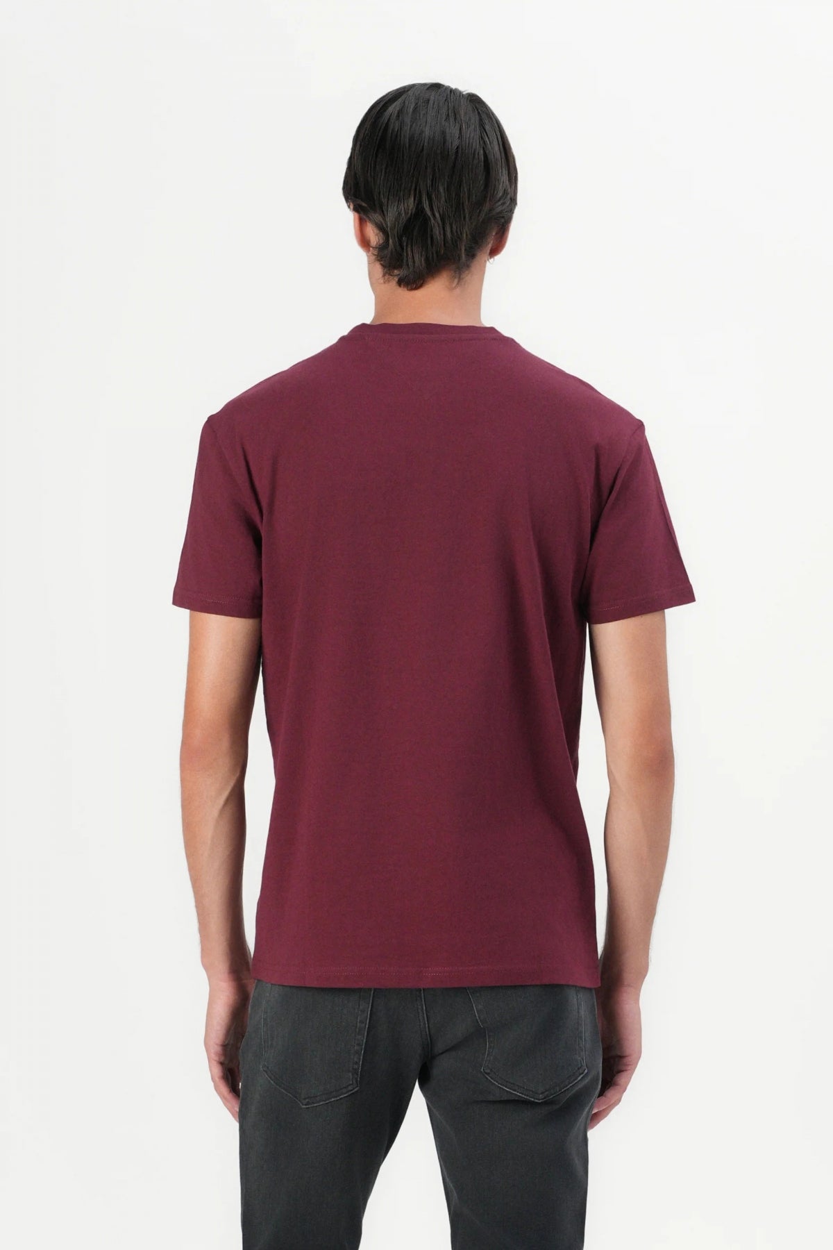 TOMMY JEANS TJM REG LINEAR LOGO TEE en color BURDEOS  (3)