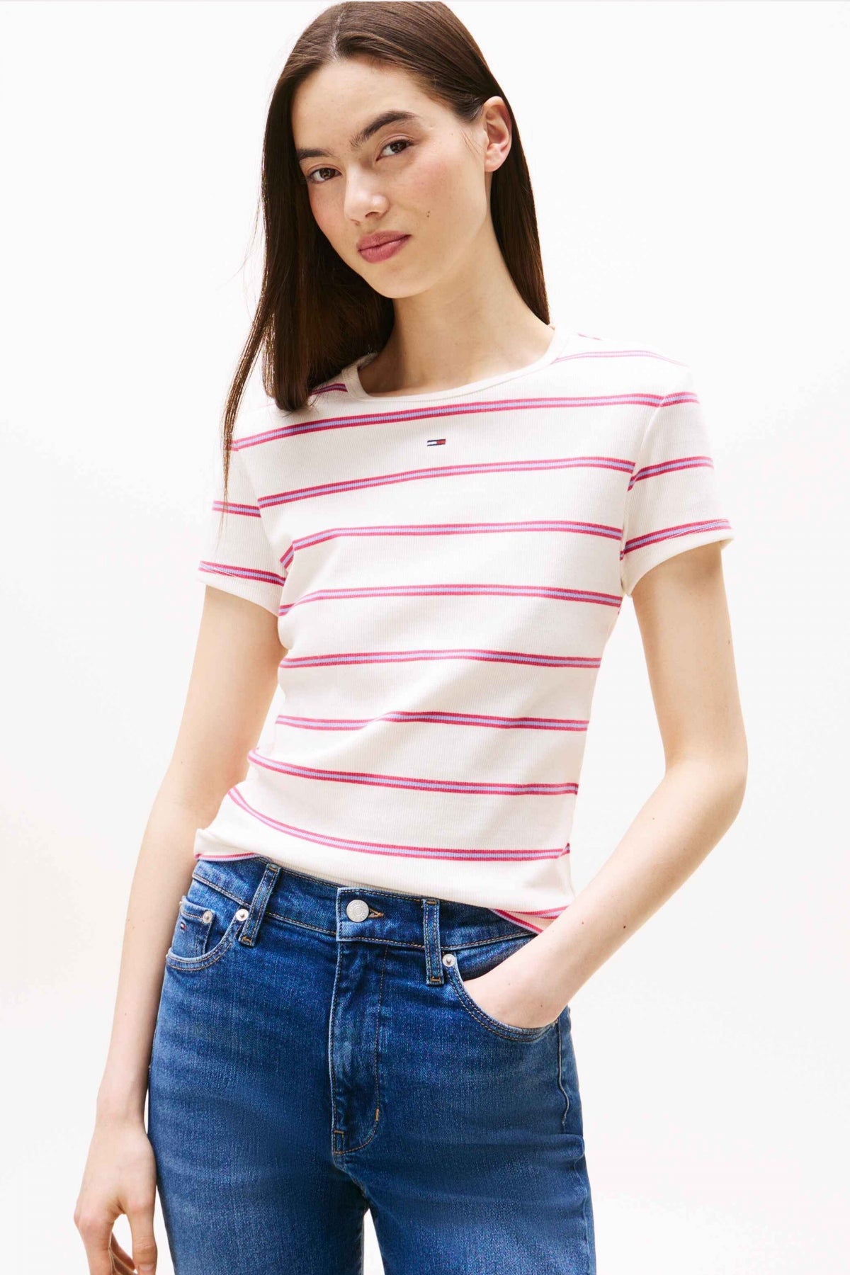 TOMMY JEANS TJW SLIM ESSENTIAL RIB S en color BLANCO  (1)