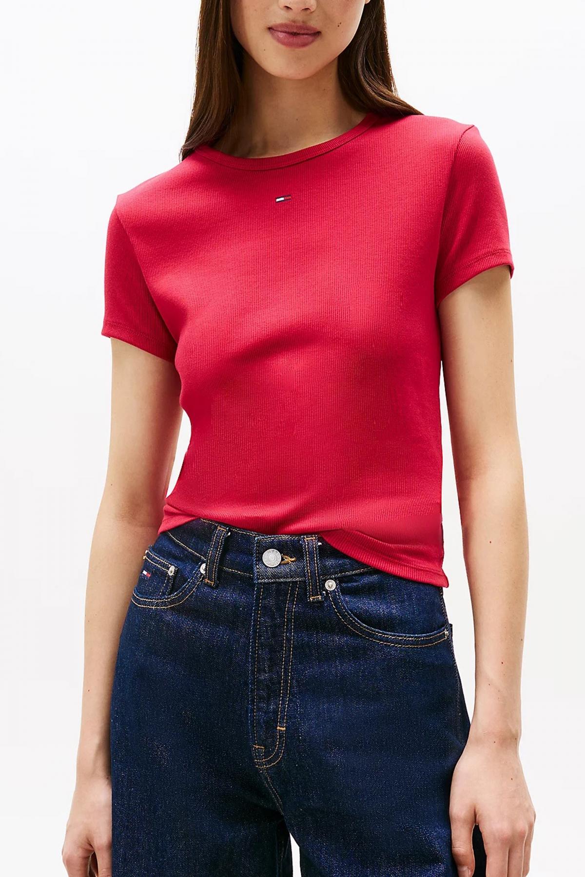 TOMMY JEANS TJW SLIM ESSENTIAL RIB S en color ROSA  (1)