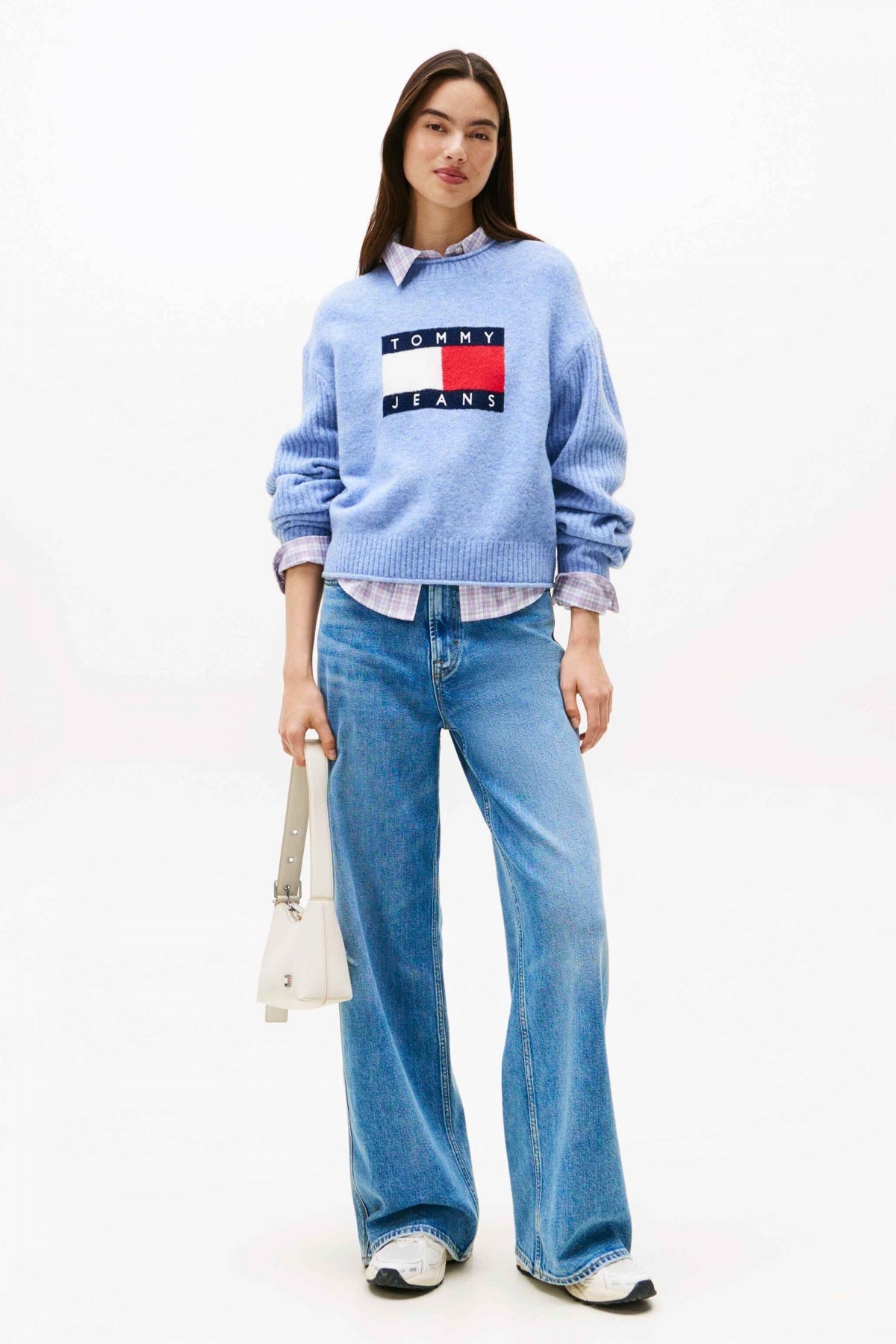 TOMMY JEANS TJW MELANGE FLAG SWEATER en color AZUL  (4)