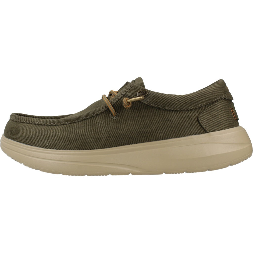 HEY DUDE WALLY COMF WORN TWILL en color VERDE  (2)