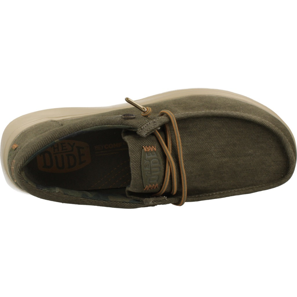 HEY DUDE WALLY COMF WORN TWILL en color VERDE  (7)