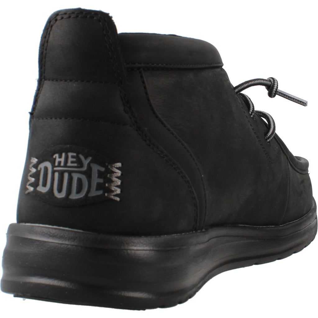 HEY DUDE HD WALLY MID GRIPR LEATHER en color NEGRO  (3)