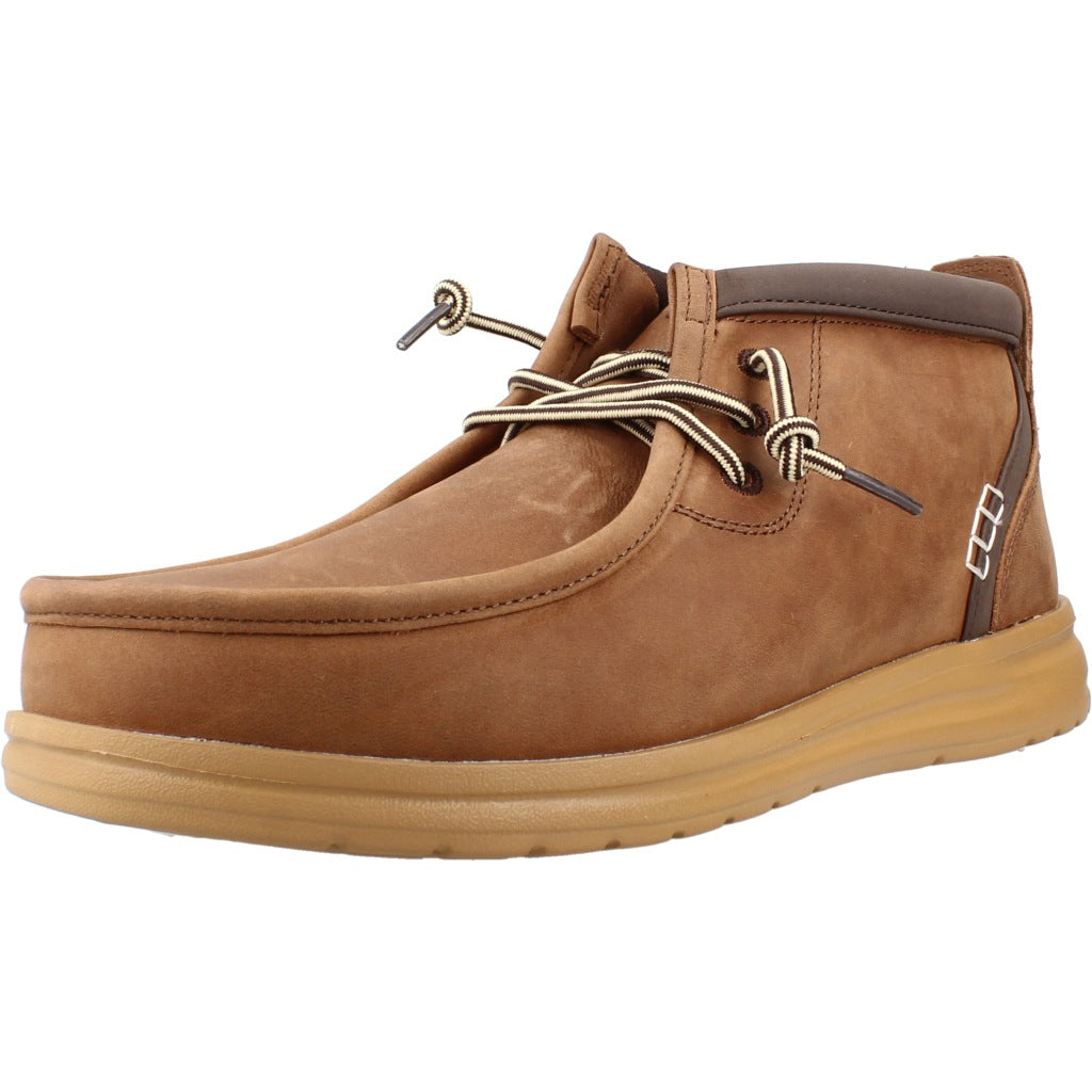 HEY DUDE HD WALLY MID GRIPR LEATHER en color MARRON  (1)