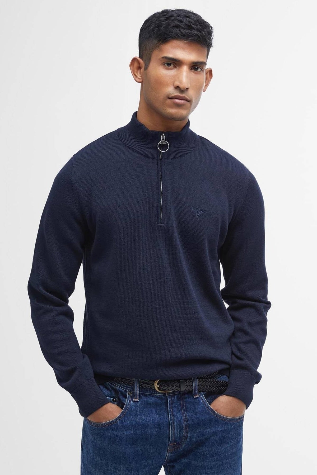 BARBOUR COTTON HALF ZIP MKNNY en color AZUL  (1)