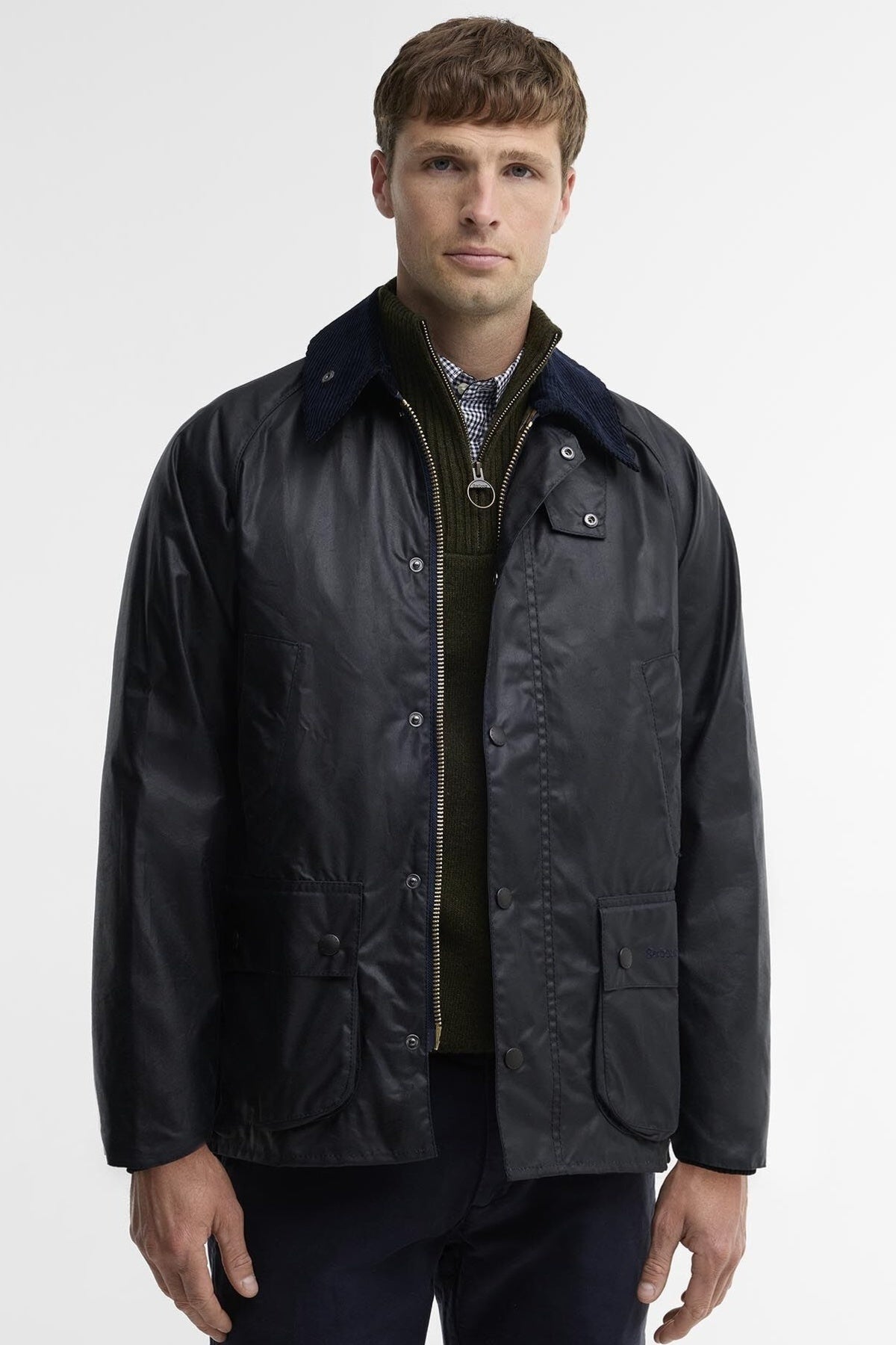 BARBOUR MWXNY BEDALE WAX JACKET en color AZUL  (1)