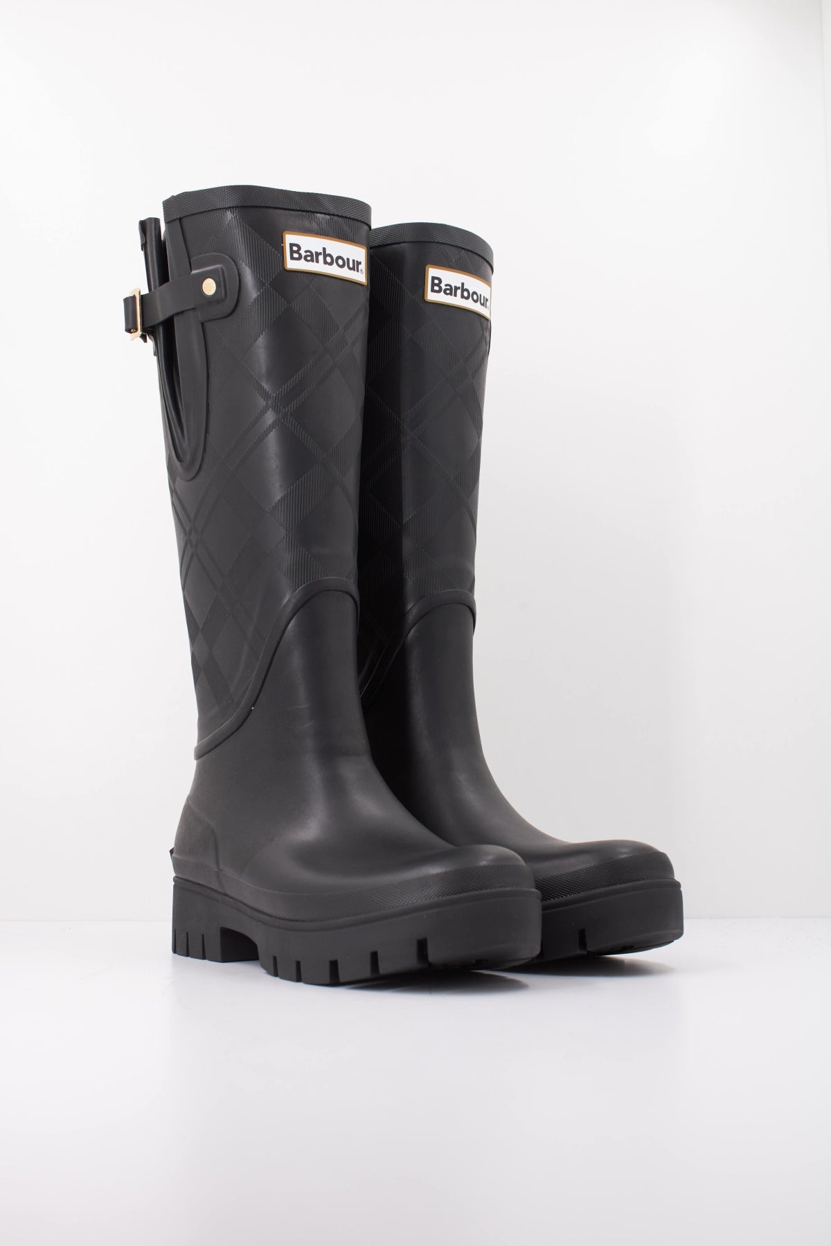 BARBOUR LEIGHTON TARTAN WELLINGTON LRFBK en color NEGRO  (2)
