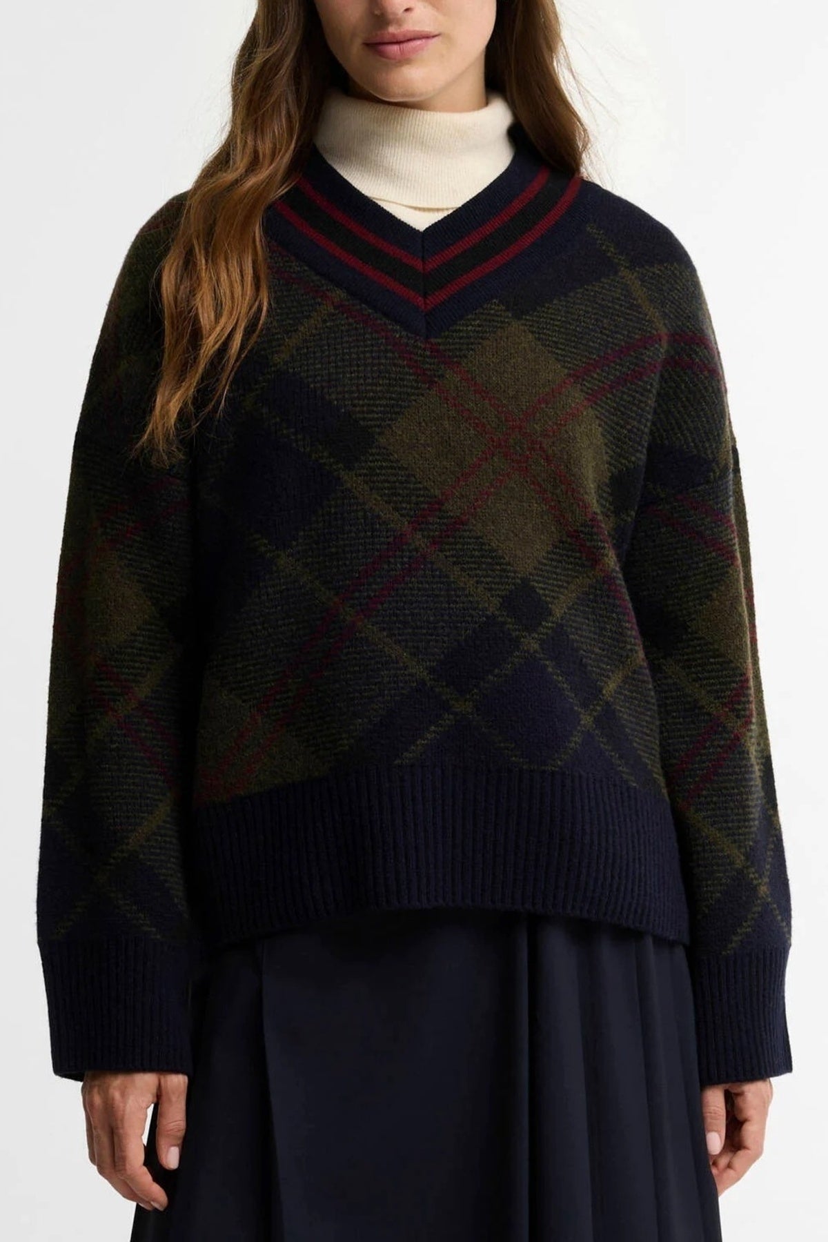 BARBOUR SHAE V-NECK TARTAN JUMPER LKNTN en color MULTICOLOR  (1)