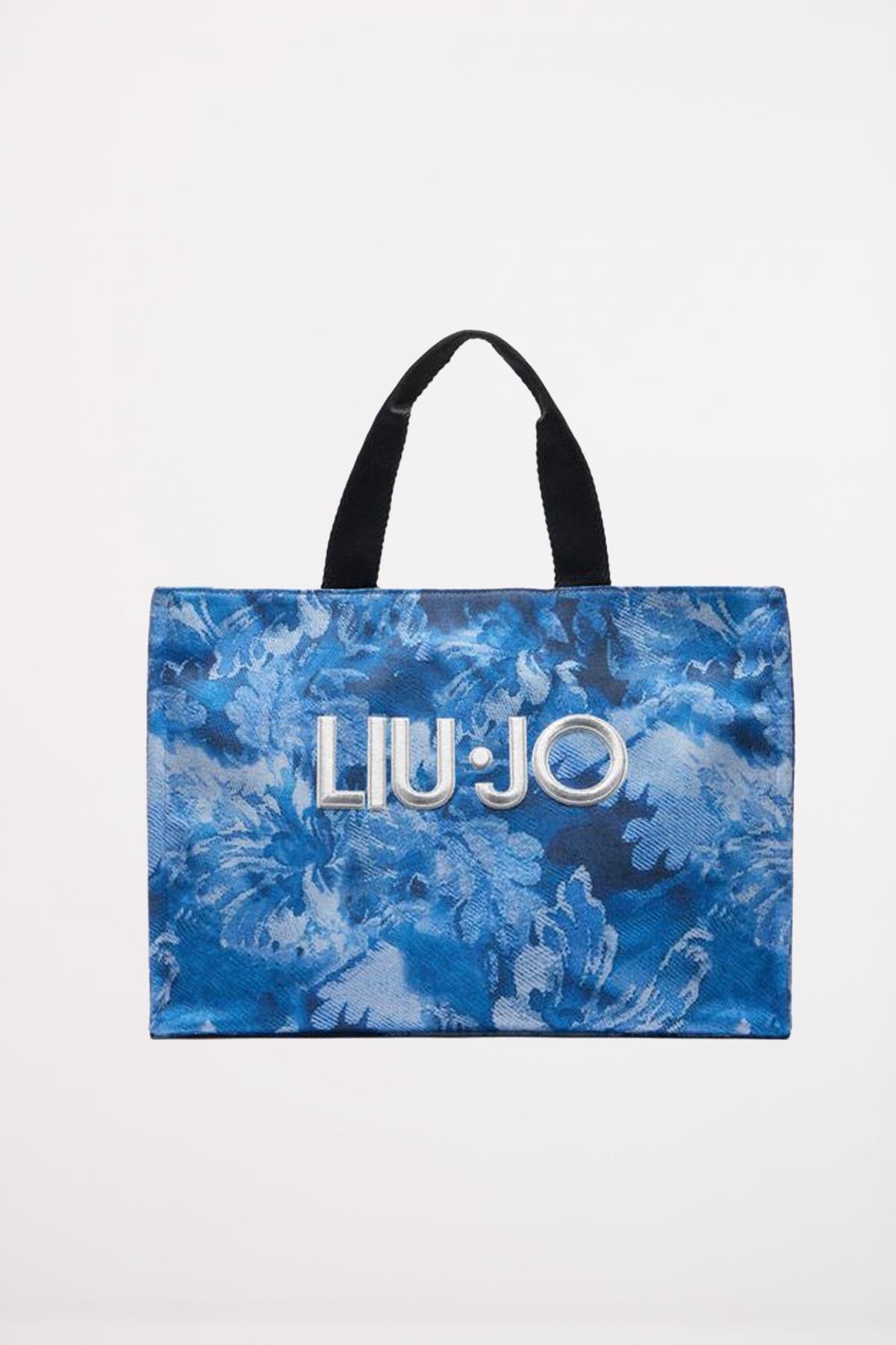 LIU-JO TOTE PRINTED DENIM en color AZUL  (1)