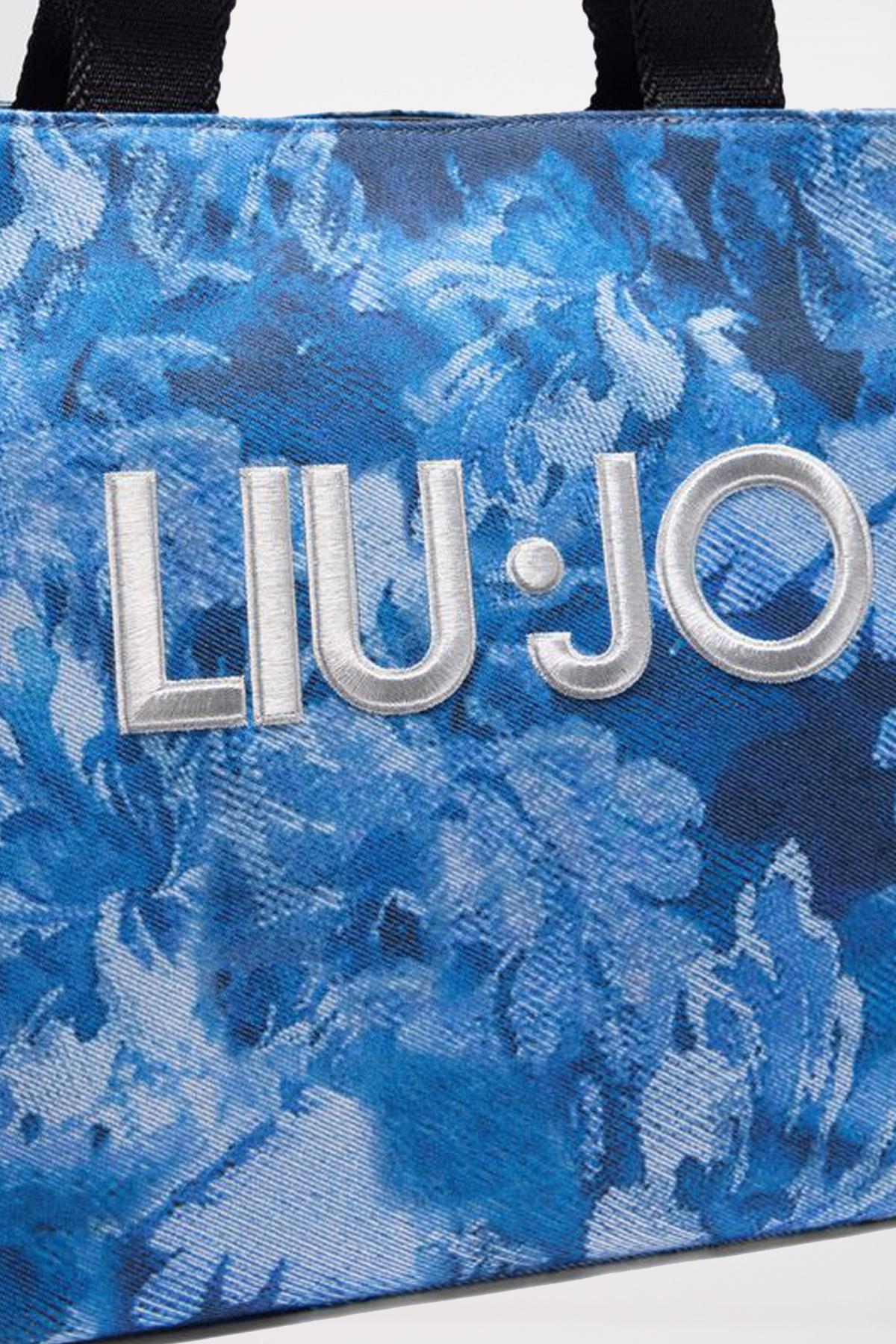 LIU-JO TOTE PRINTED DENIM en color AZUL  (4)