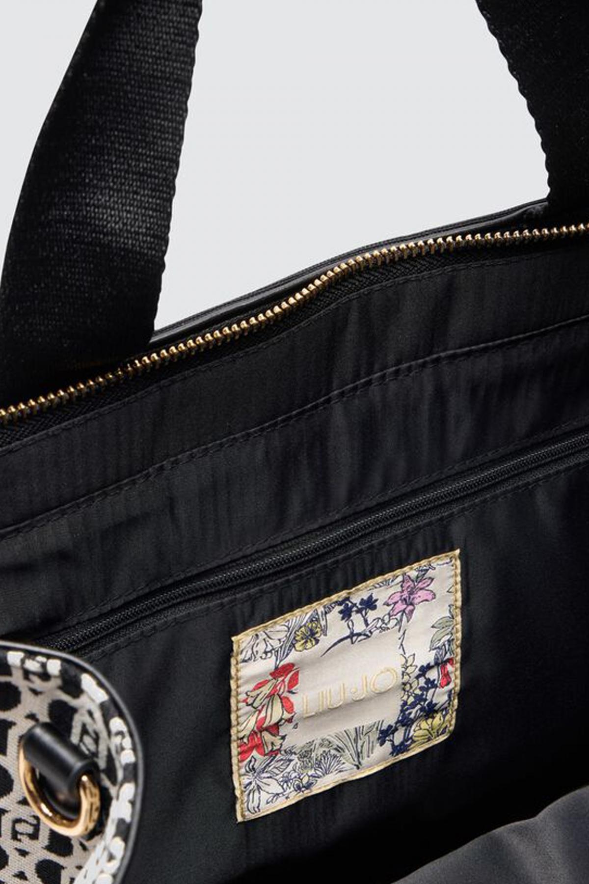 LIU-JO TOTE MONOGRAM JACQUA en color NEGRO  (4)
