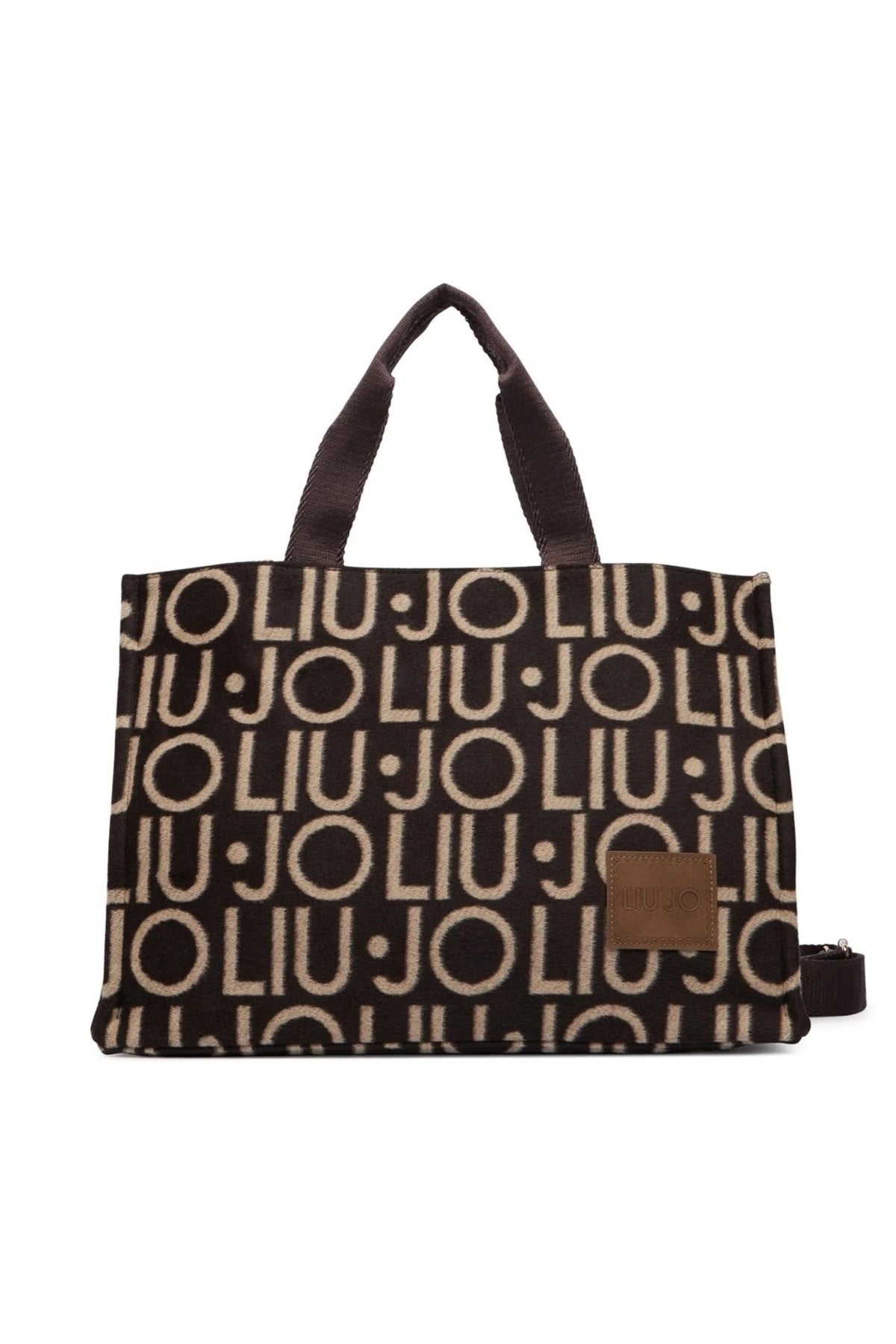 LIU-JO F T TOTE LOGO ALLOVER en color MARRON  (1)