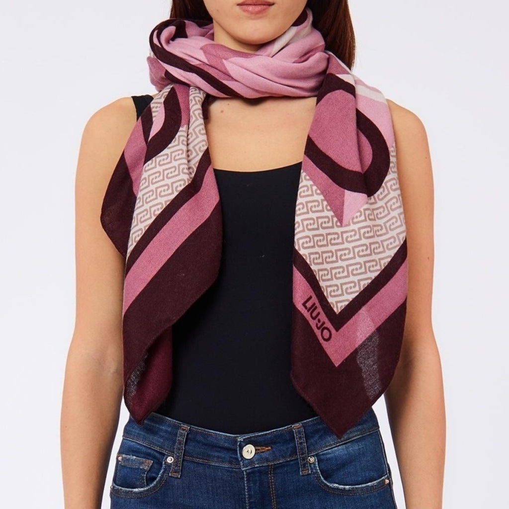 LIU-JO F T FOULARD PORTALOGO en color ROSA  (5)