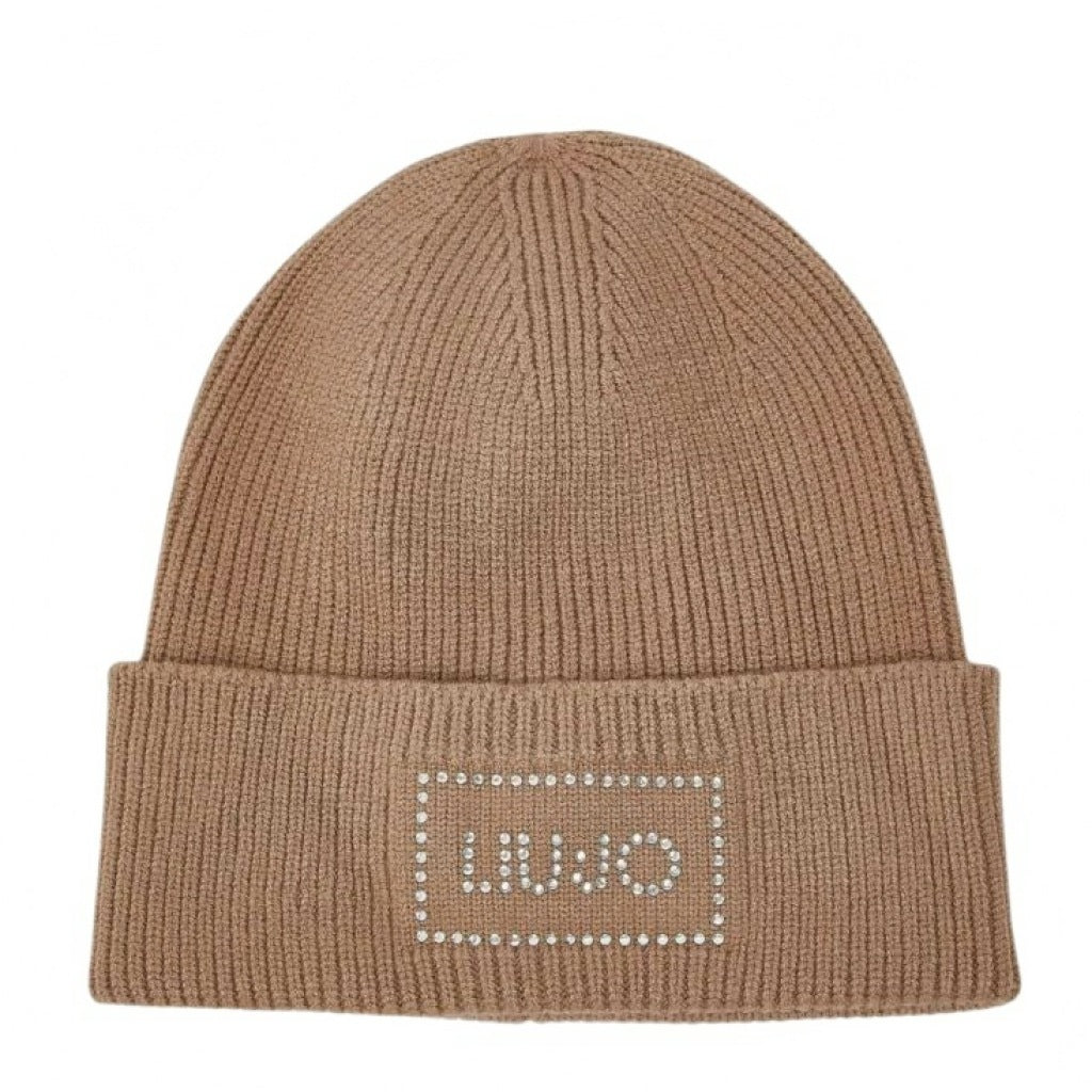 LIU-JO F MAS BEANIE CON LOGO STRASS en color MARRON  (4)