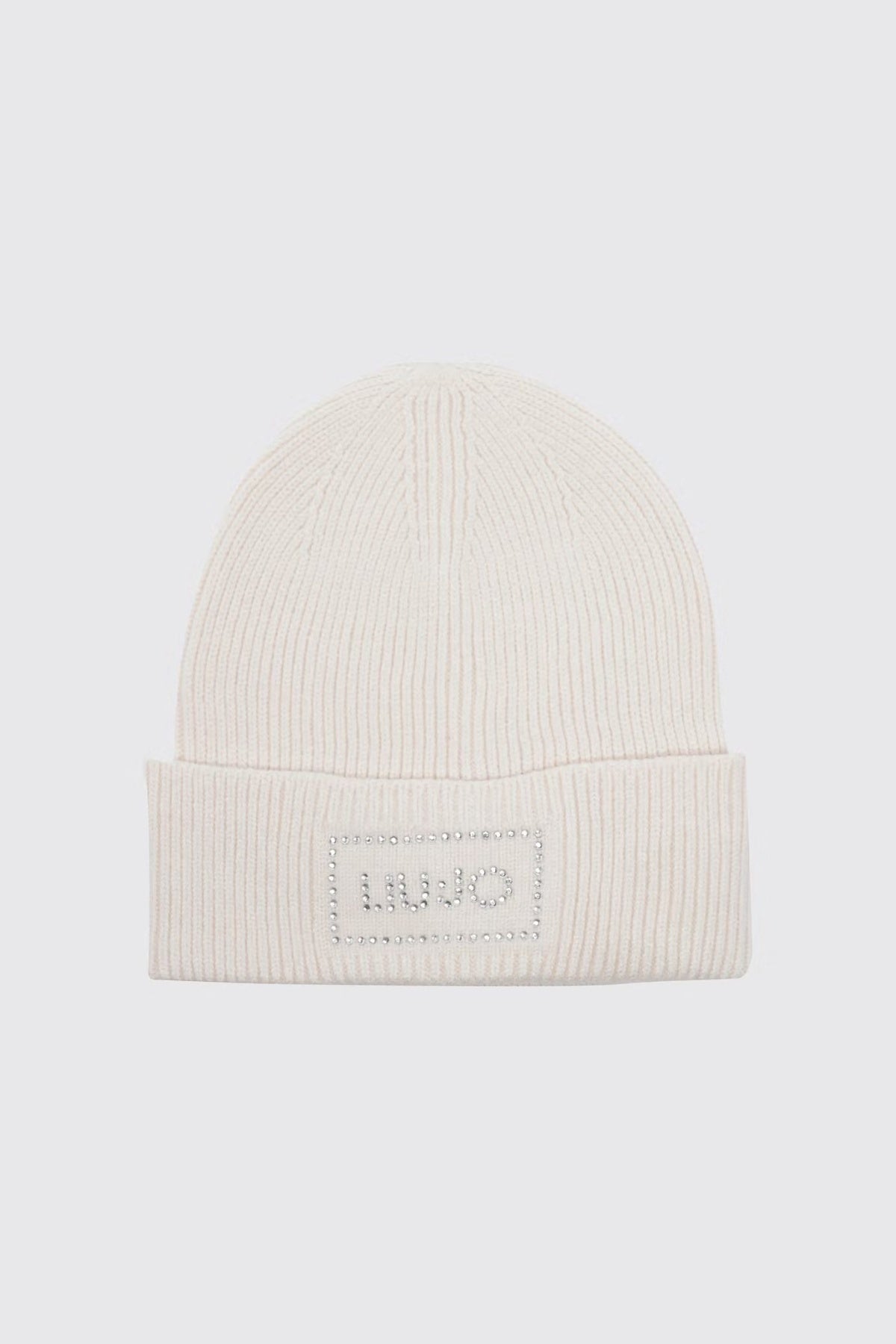LIU-JO F MAS BEANIE CON LOGO STRASS en color BLANCO  (1)