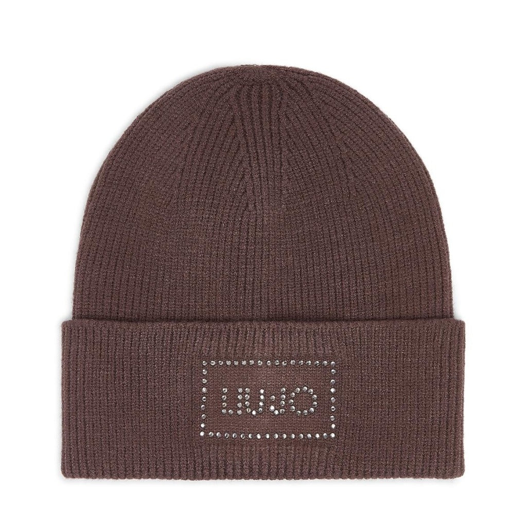 LIU-JO F MAS BEANIE CON LOGO STRASS en color MARRON  (4)