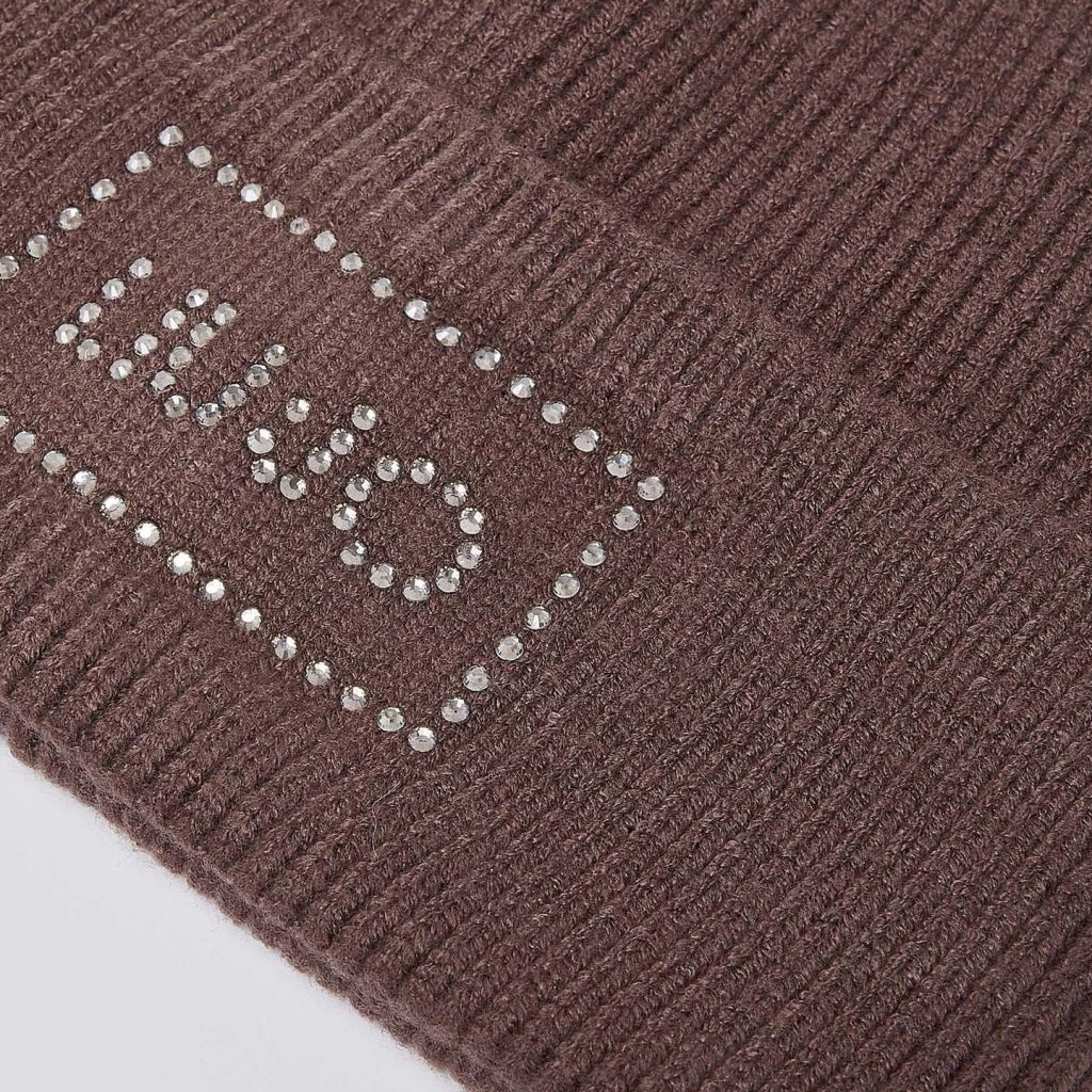 LIU-JO F MAS BEANIE CON LOGO STRASS en color MARRON  (6)