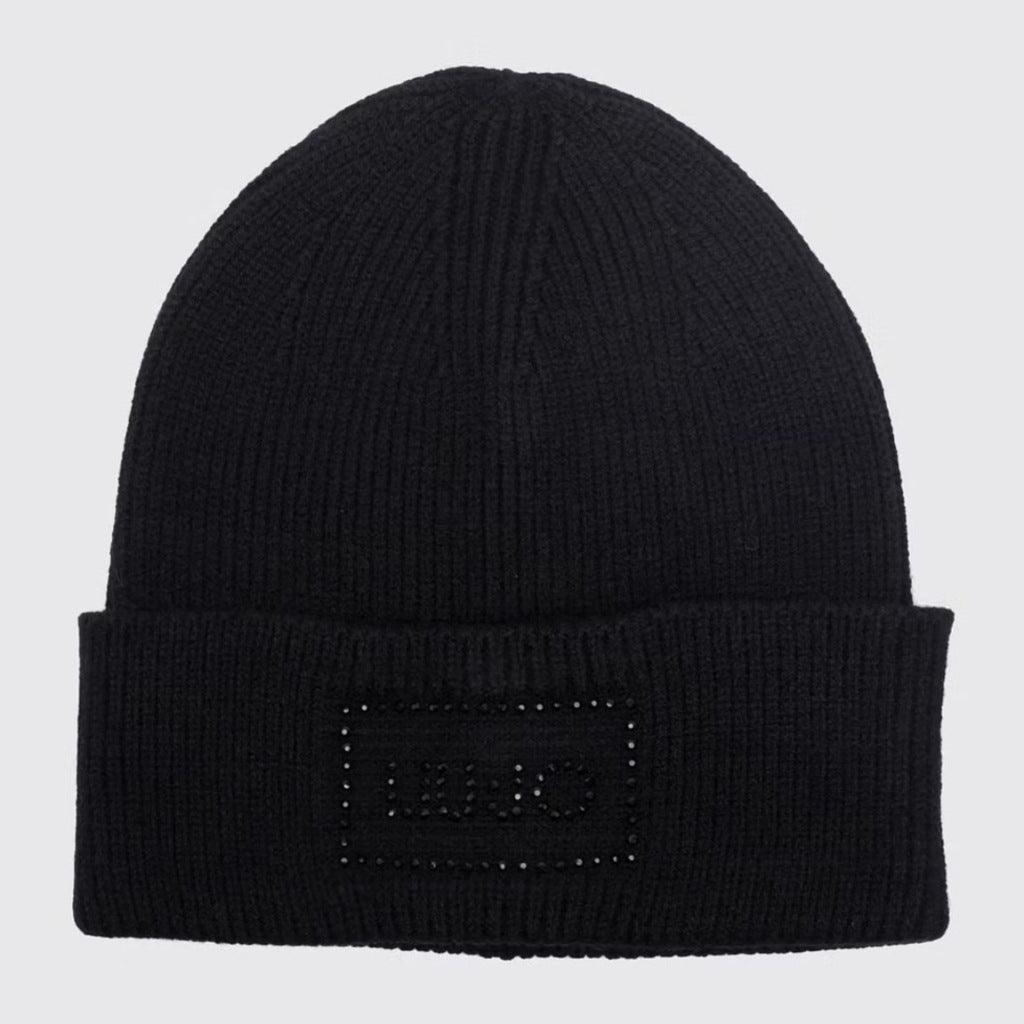 LIU-JO F MAS BEANIE CON LOGO STRASS en color NEGRO  (4)