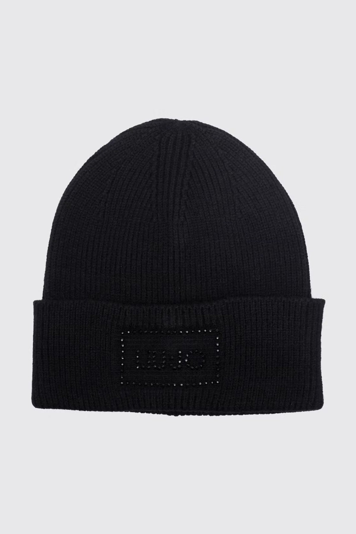 LIU-JO F MAS BEANIE CON LOGO STRASS en color NEGRO  (1)