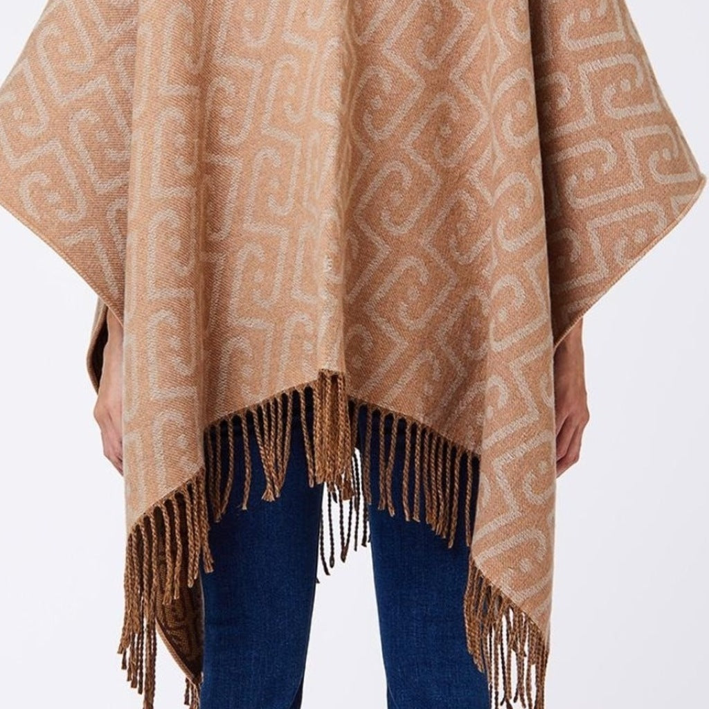 LIU-JO F T PONCHO DOUBLE NEW LOGO en color MARRON CLARO  (6)