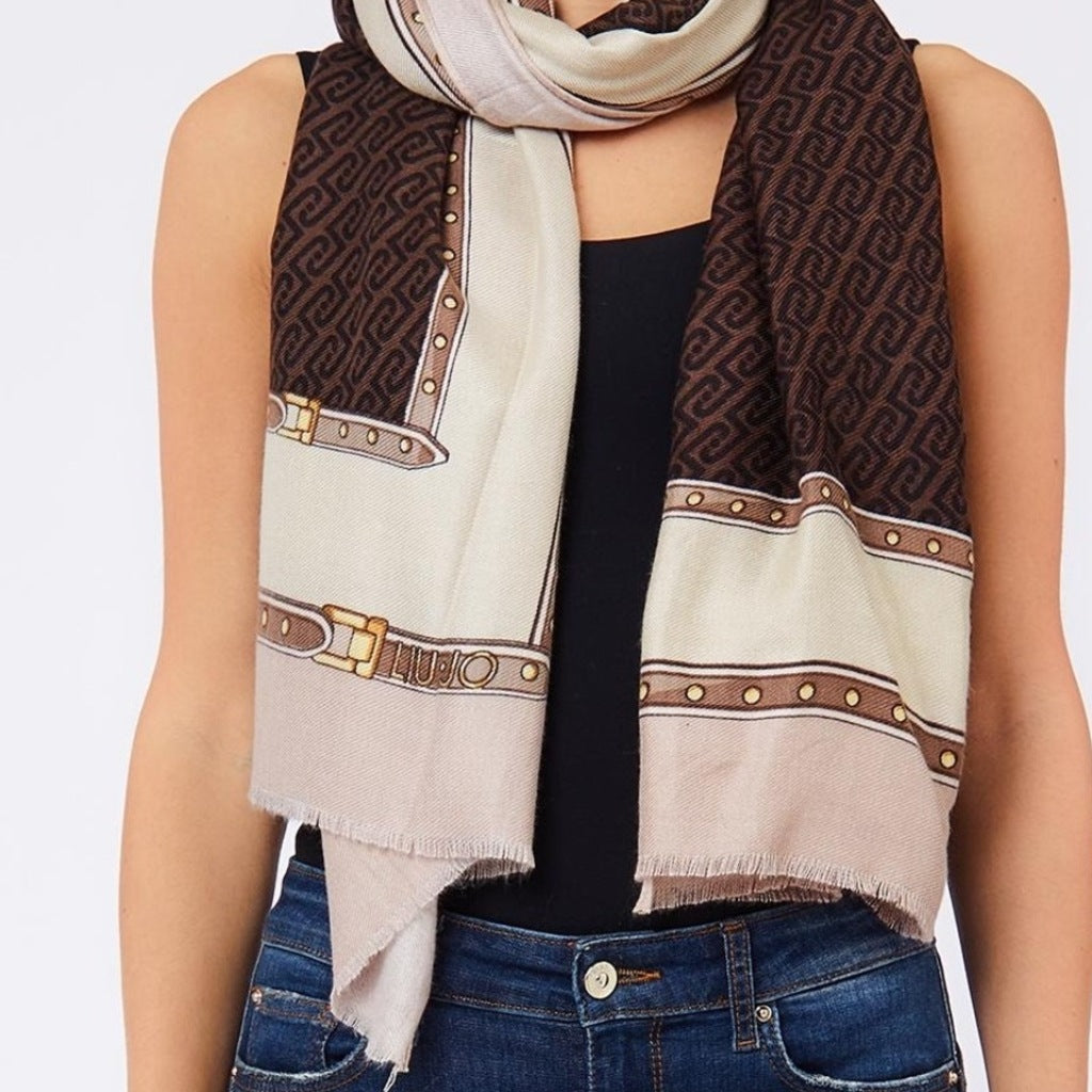 LIU-JO F T STOLA STUDS en color MARRON  (6)