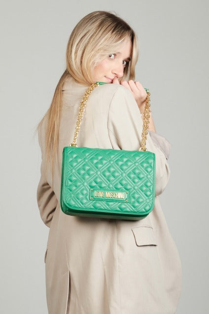 LOVE MOSCHINO JCPPG BORSA QUILTED PU en color VERDE  (5)