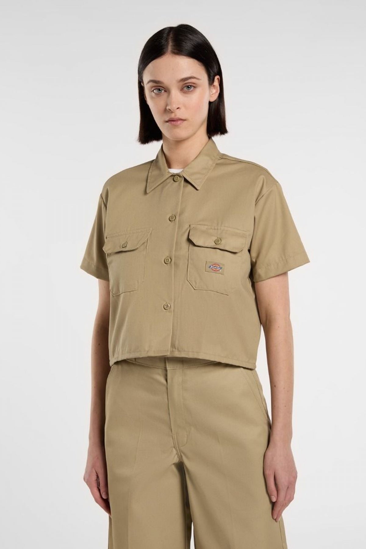 DICKIES WORK SHIRT CROPPED en color VERDE  (1)