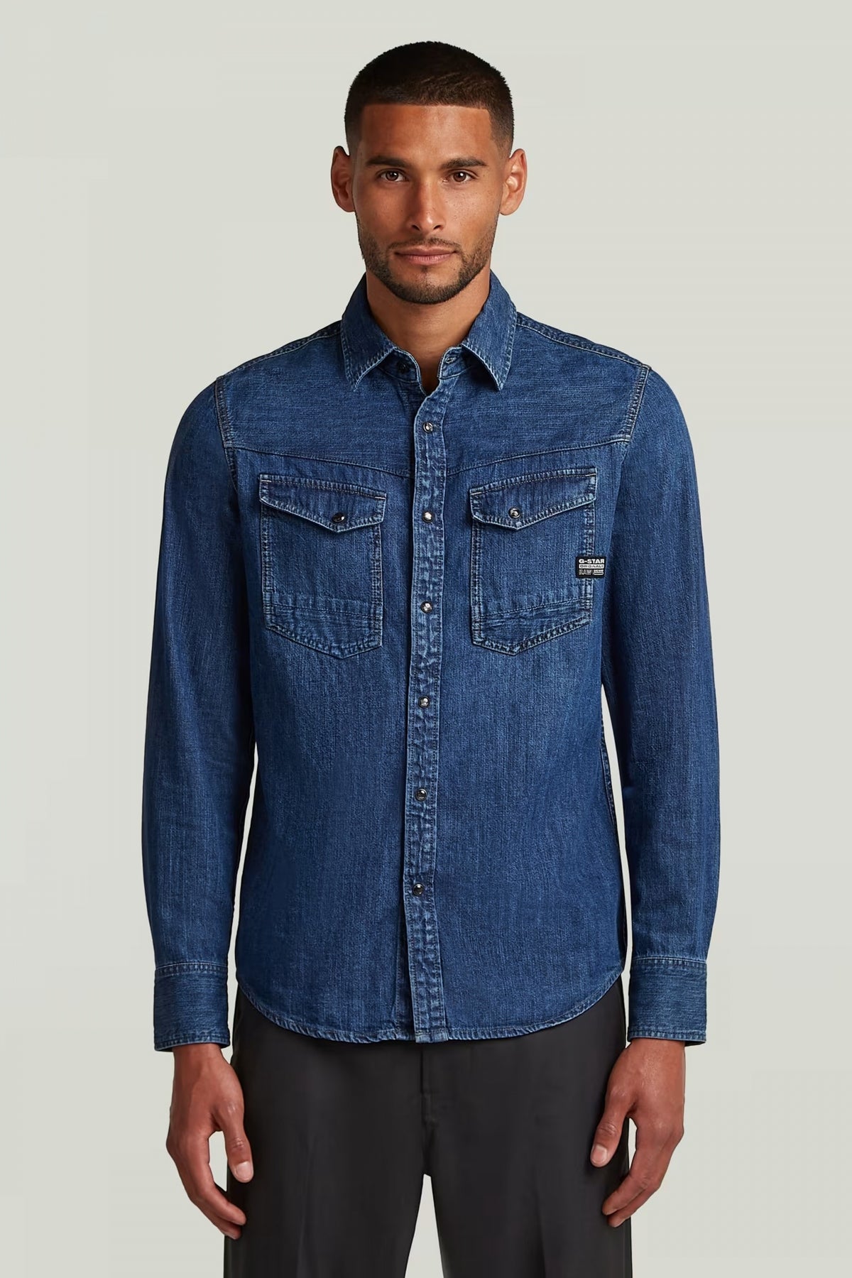 G-STAR DAKOTA SLIM SHIRT LS en color AZUL  (1)