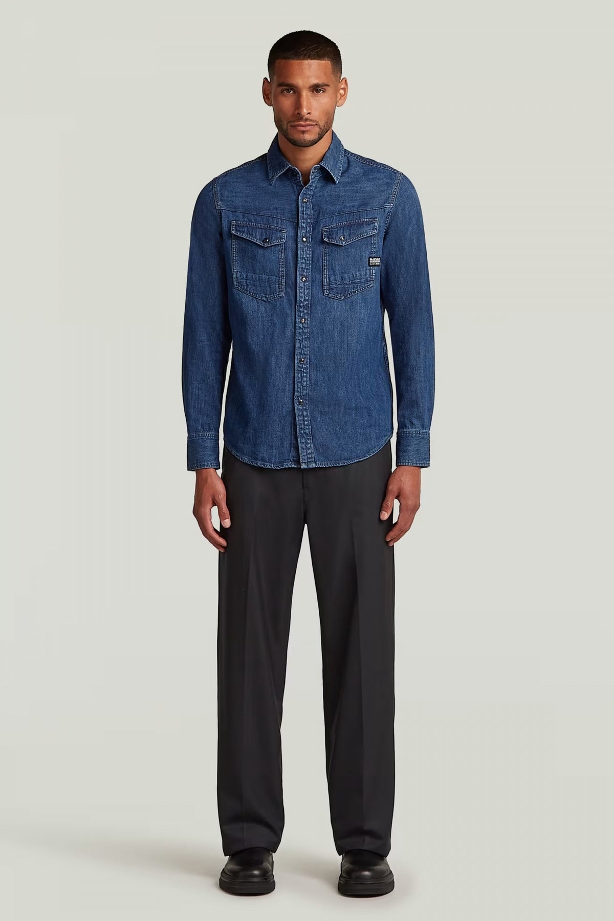G-STAR DAKOTA SLIM SHIRT LS en color AZUL  (4)