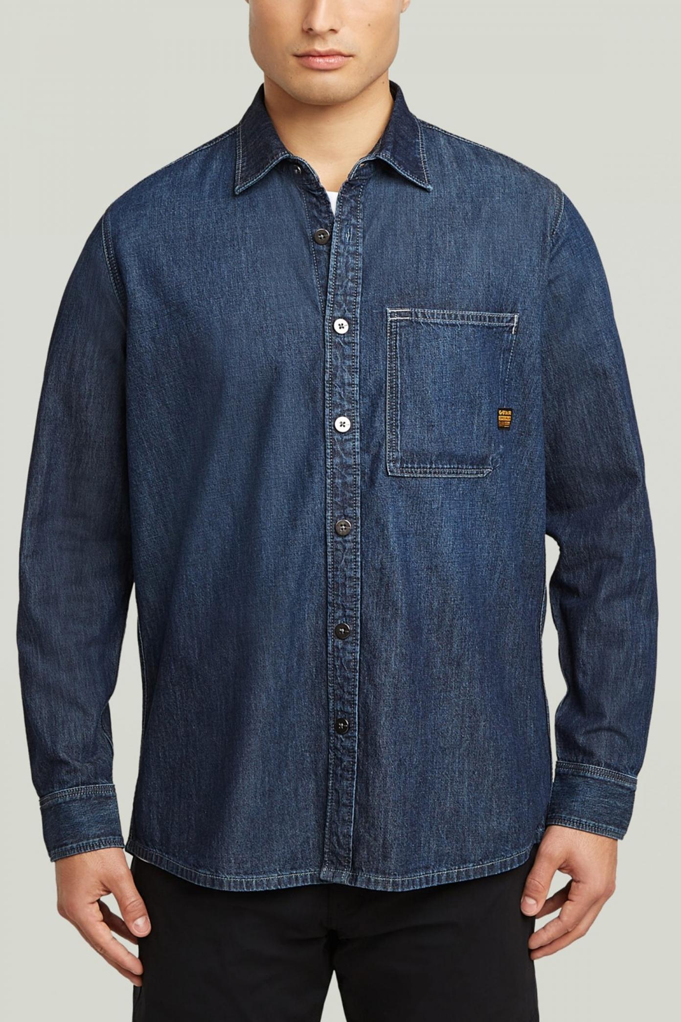 G-STAR REGULAR  PKT SHIRT LS en color AZUL  (1)