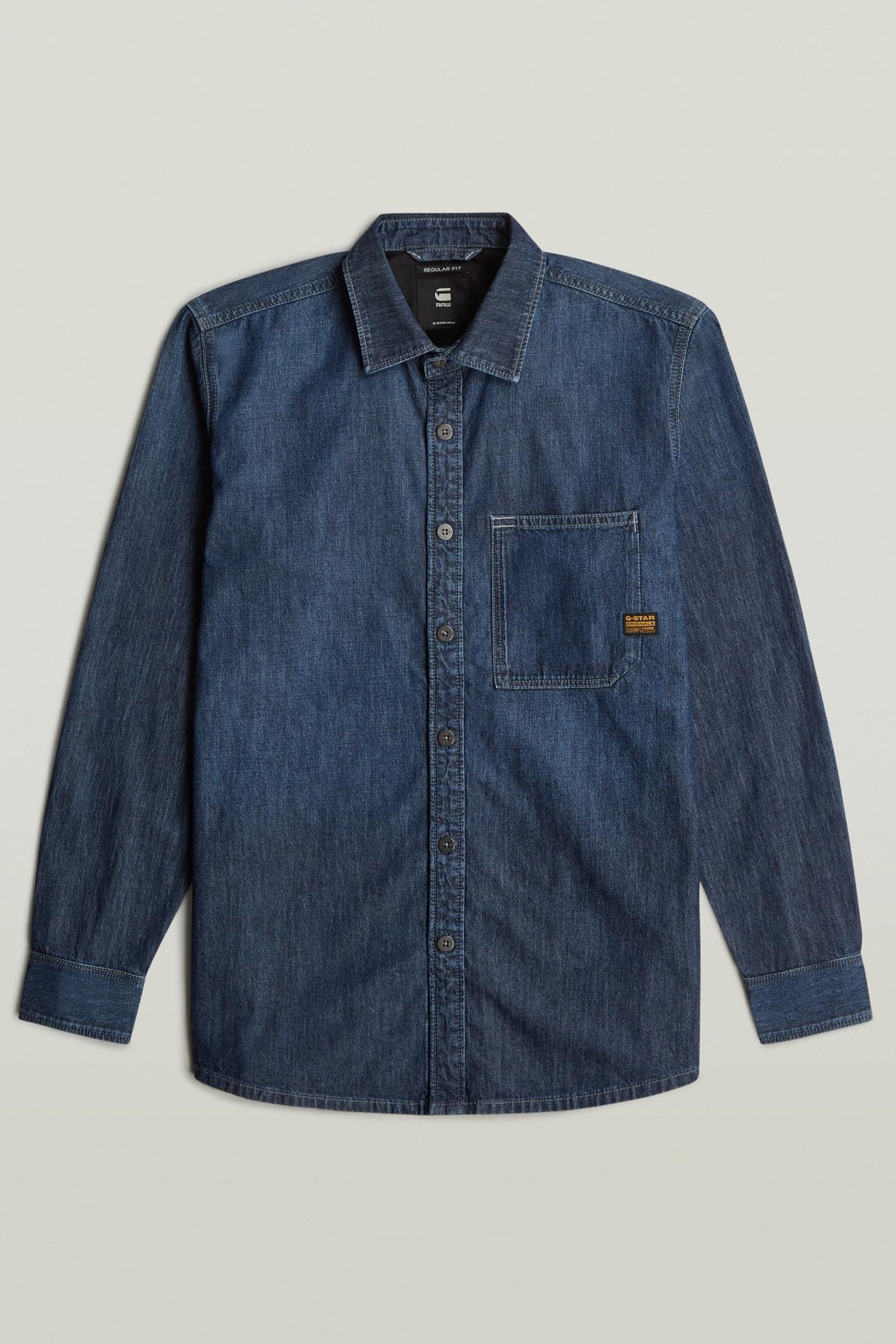 G-STAR REGULAR  PKT SHIRT LS en color AZUL  (2)