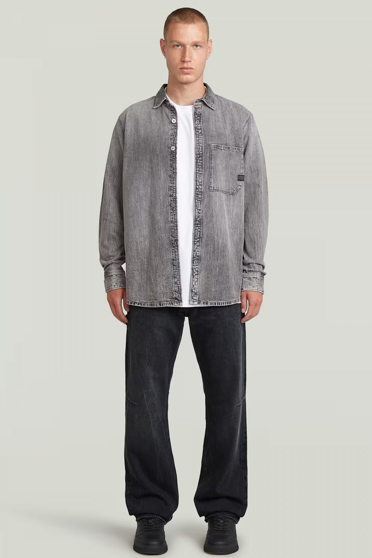 G-STAR REGULAR  PKT SHIRT LS en color GRIS  (4)