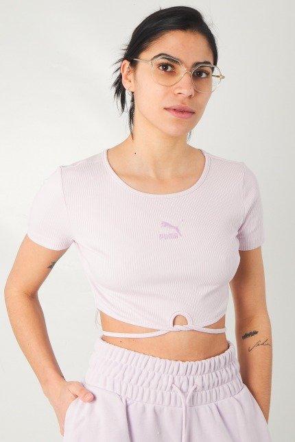 PUMA CLASSICS RIBBED TEE T-SHIRT en color ROSA  (1)