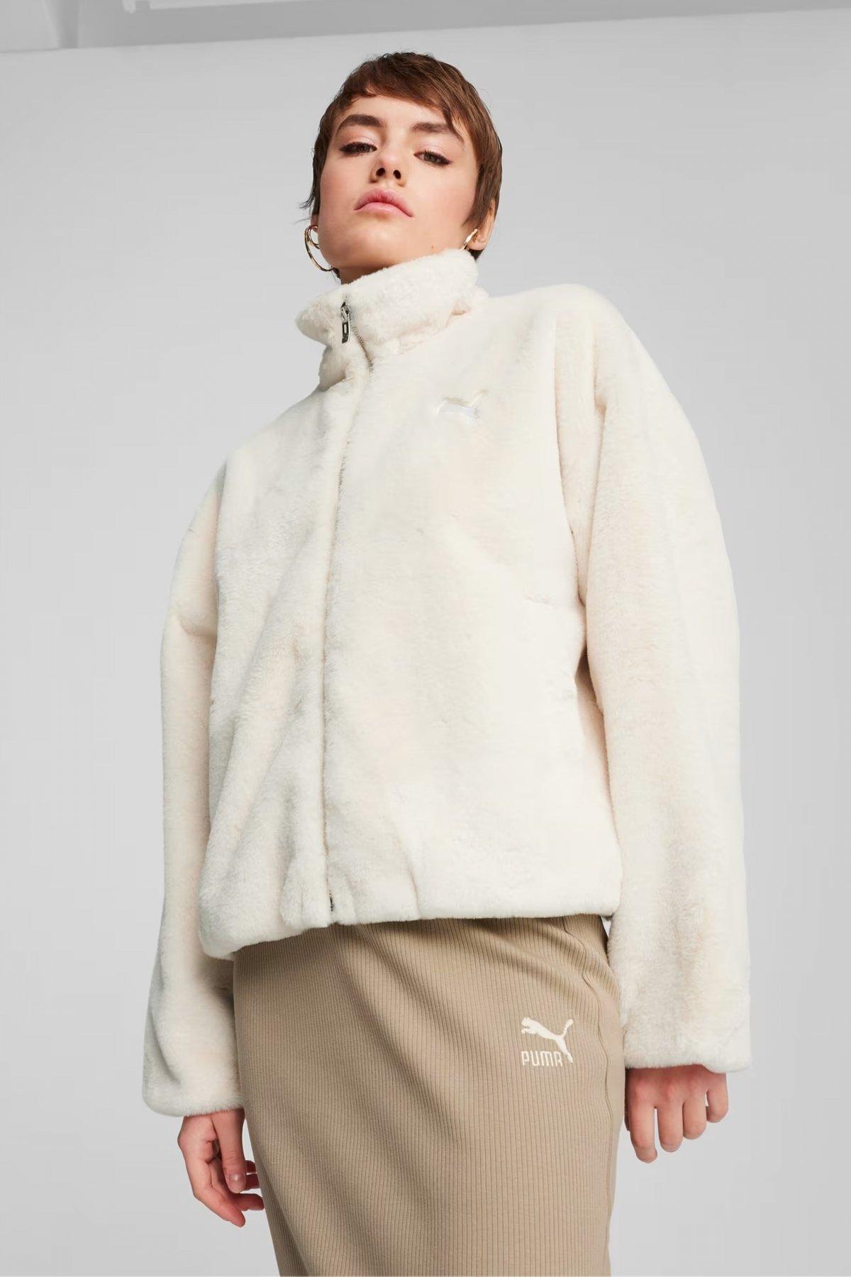 PUMA SOFT FLEECE JACKET ALPINE SNOW en color BLANCO  (1)