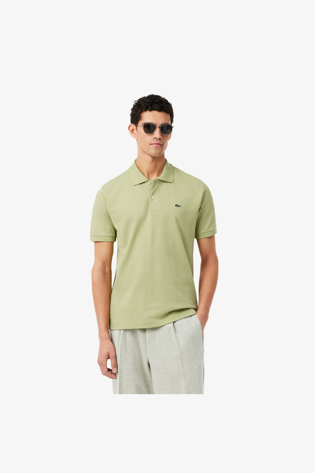 LACOSTE L SHORT SLEEVED RIBBED COLLAR S en color VERDE  (3)