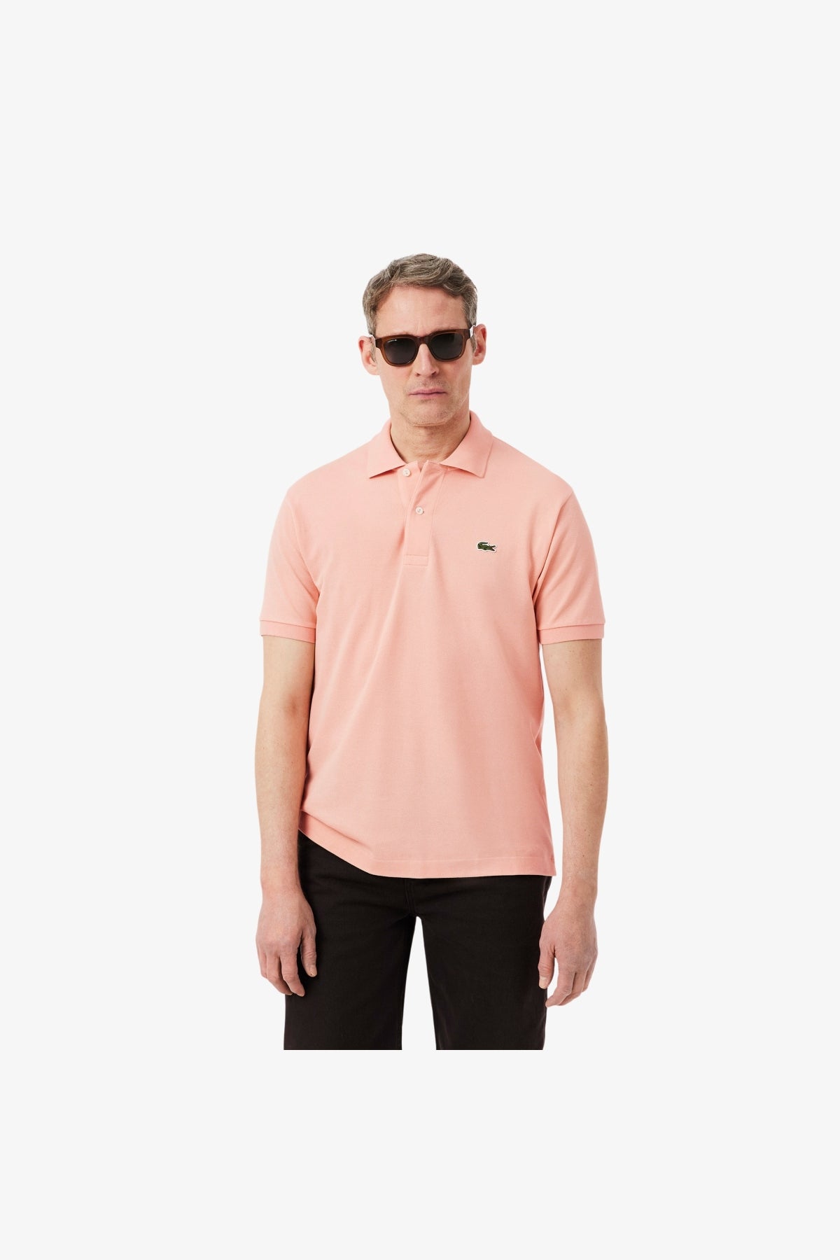 LACOSTE L SHORT SLEEVED RIBBED COLLAR S en color ROSA  (2)