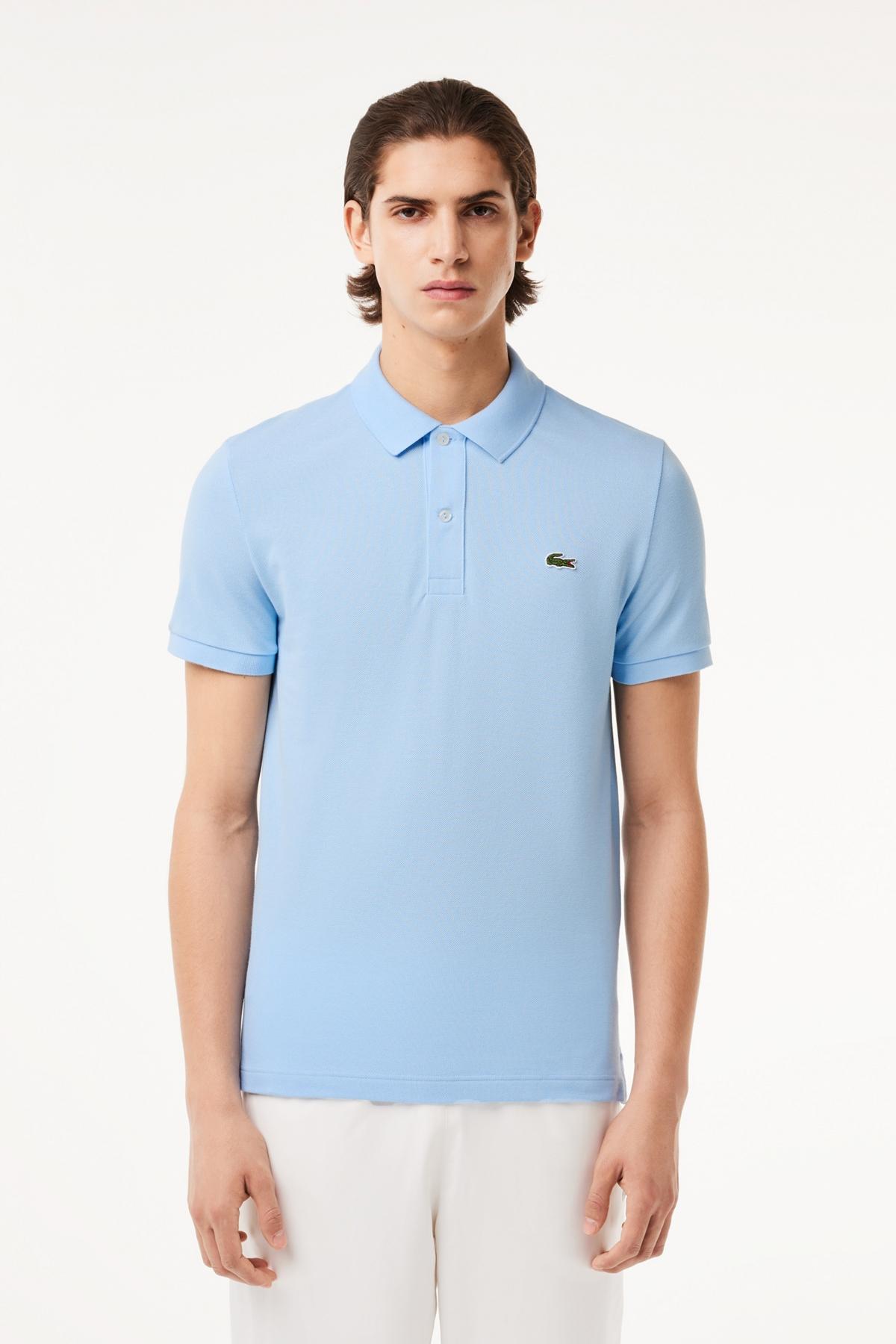 LACOSTE L SHORT SLEEVED RIBBED COLLAR S en color AZUL  (1)
