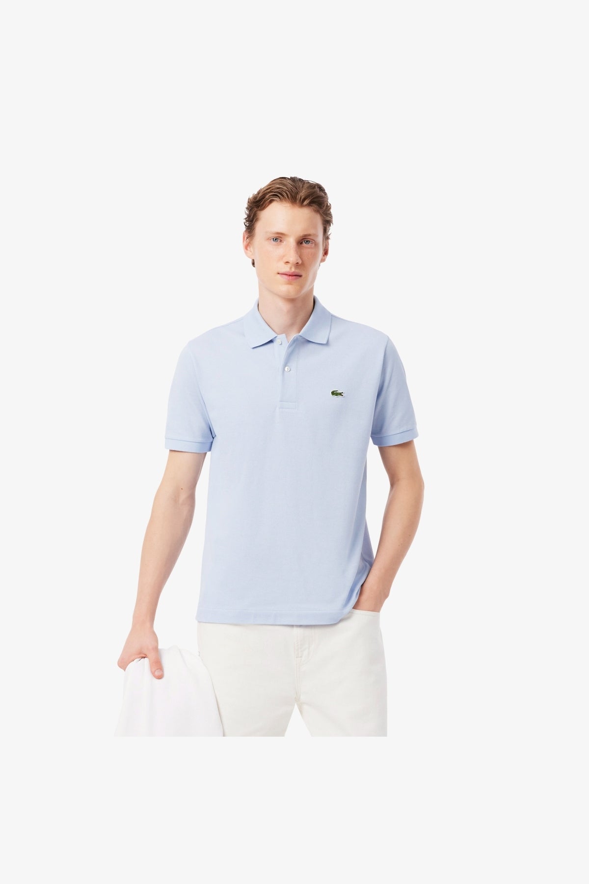 LACOSTE L SHORT SLEEVED RIBBED COLLAR S en color AZUL  (3)