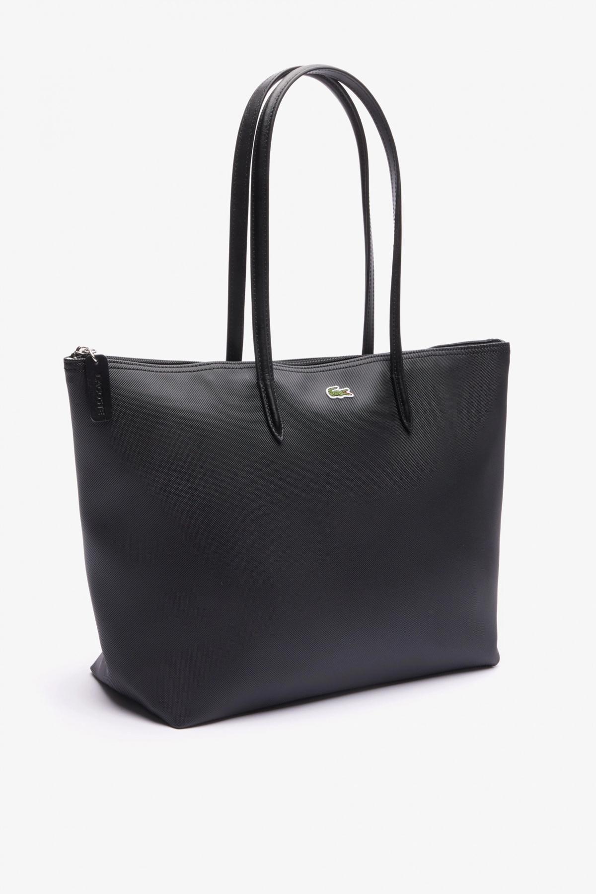 LACOSTE  LARGE COATED CANVAS TOTE en color NEGRO  (2)