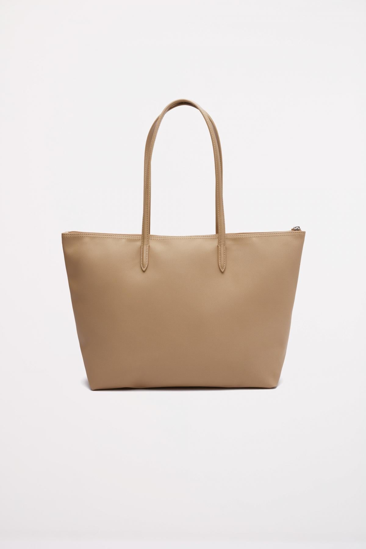 LACOSTE  LARGE COATED CANVAS TOTE en color MARRON CLARO  (2)