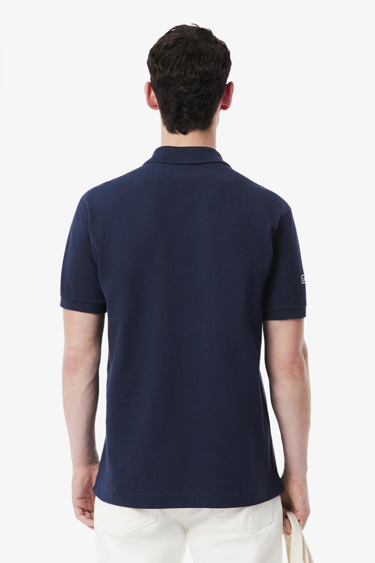 LACOSTE SHORT SLEEVED RIBBED COLLAR en color AZUL  (3)