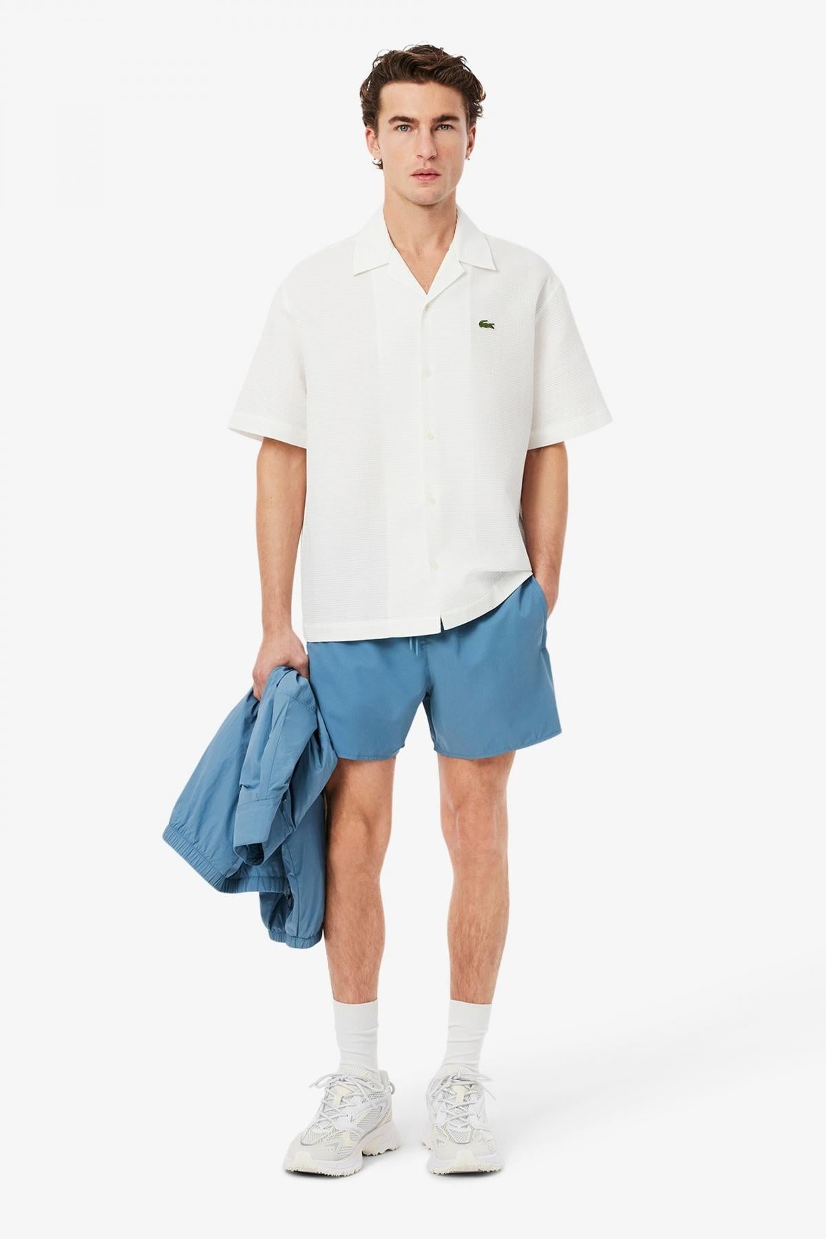 LACOSTE SHORT SLEEVED RIBBED COLLAR en color AZUL  (2)