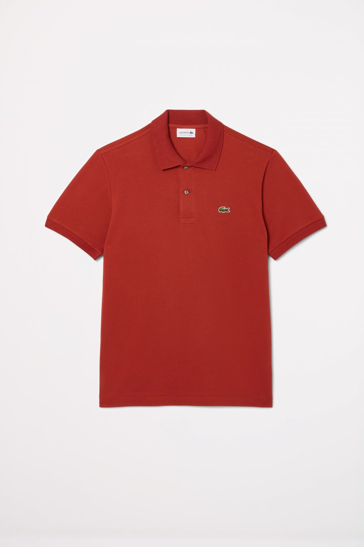 LACOSTE  SHORT SLEEVED RIBBED COLLAR en color ROJO  (2)