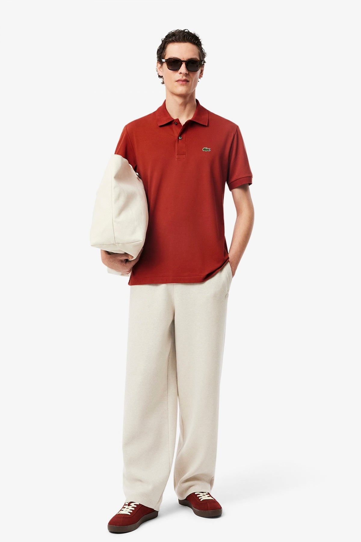 LACOSTE  SHORT SLEEVED RIBBED COLLAR en color ROJO  (4)