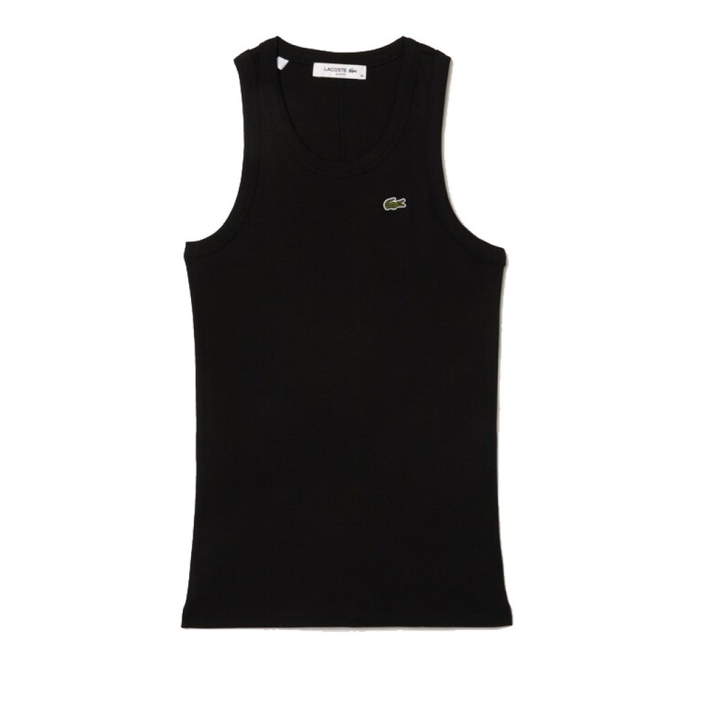 LACOSTE SLIM FIT COTTON TANK TOP en color NEGRO  (3)